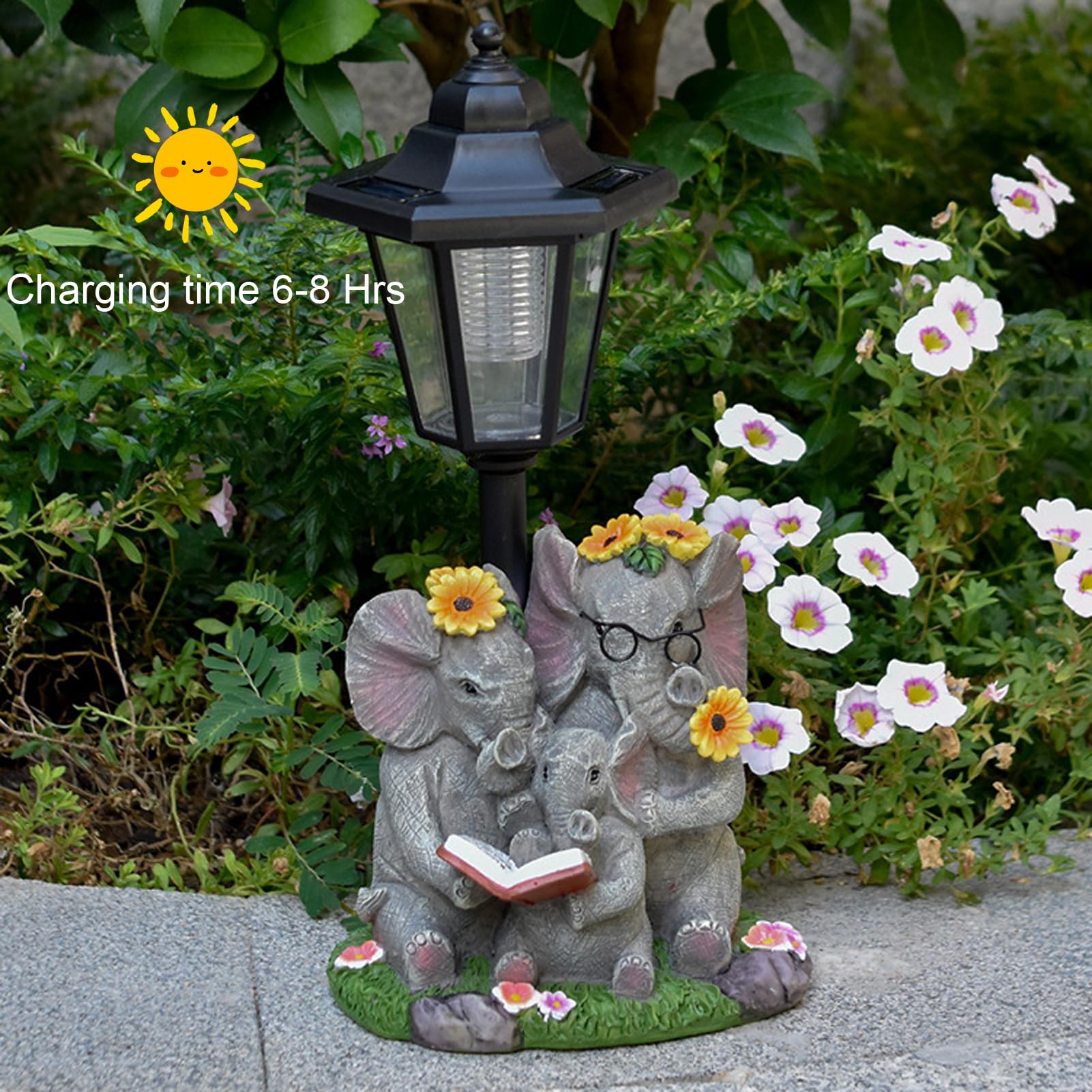 Decorazioni da Giardino a Energia Solare per Esterni, Statue di Animali in Resina con Lanterna, Resistente alle Intemperie, Statuette da Giardino per Giardino, Balcone