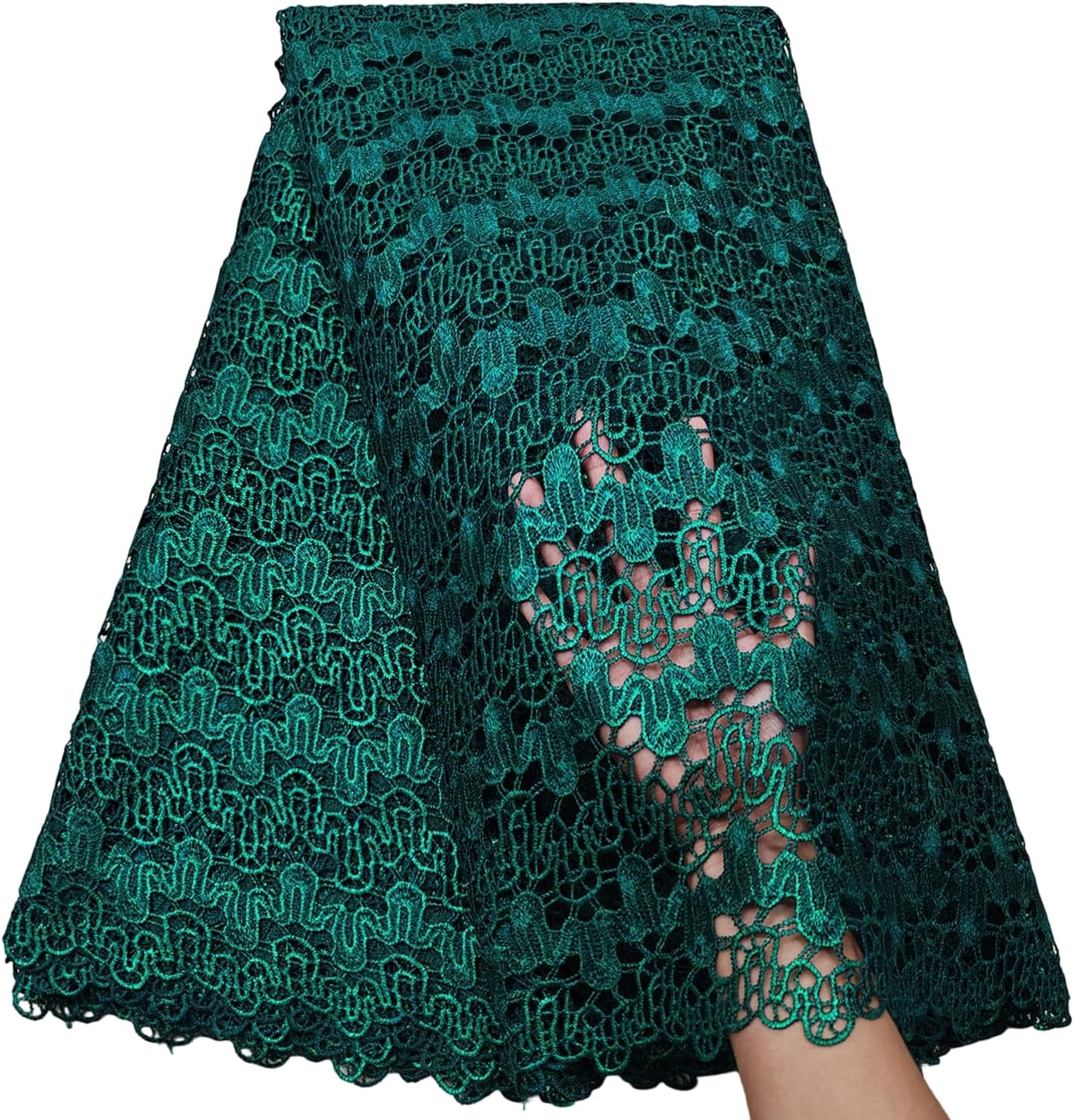 Bestway Lace Delicate Teal African Lace Fabric 5 Yards Holed Soild Color Guipure Water Soluble Embroidery for Nigerian Wedding Party