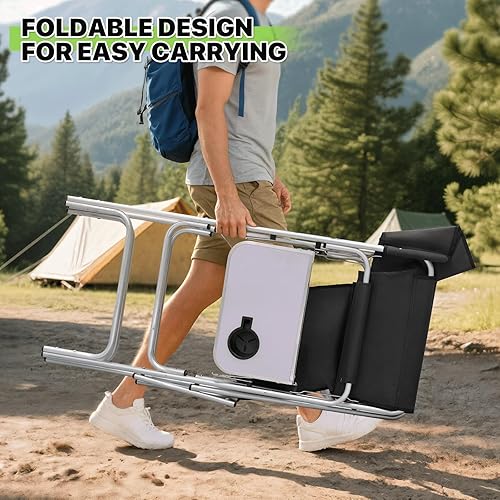 Vista 5 de Magshion Silla alta de director para vendedores y artistas de maquillaje, altura del asiento de 31 pulgadas, capacidad de 250 libras, silla plegable