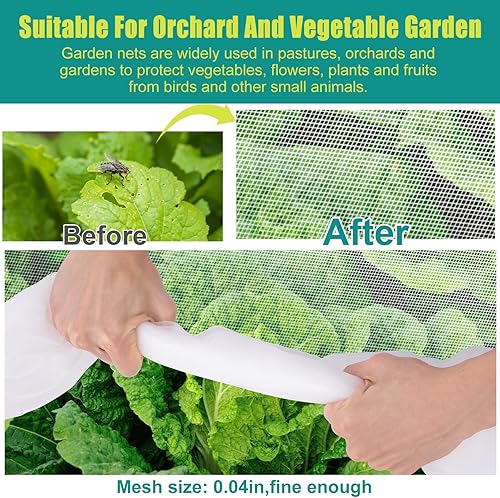 Miniatura 3 de SPORTYOUTH Red de jardín de 10 x 50 pies con 100 bridas para cables, barrera de malla de jardín ultra fina para protección de plantas, kit de red de