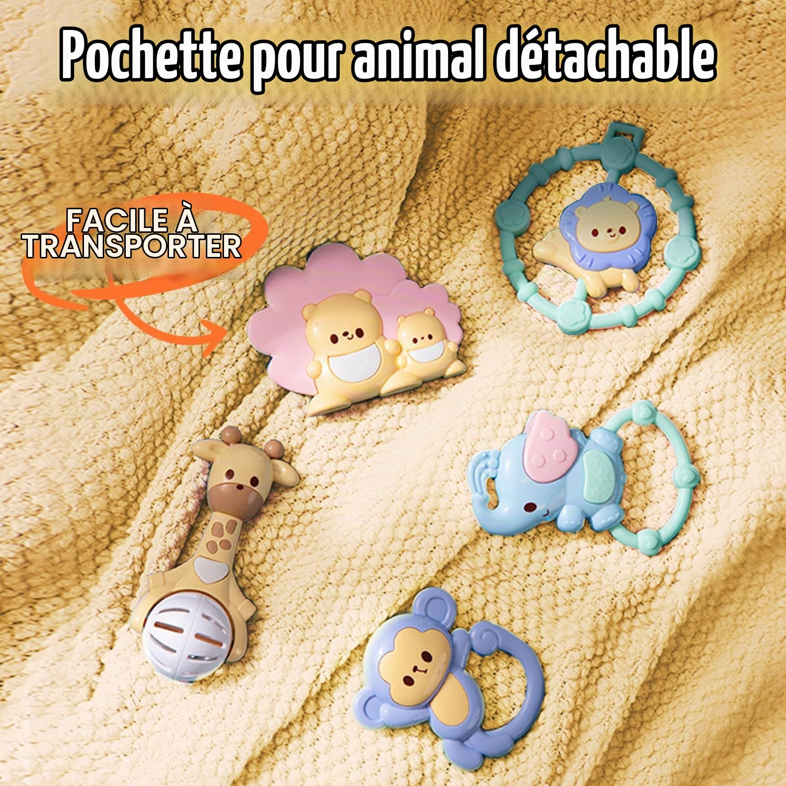 Auby Tapis d'Éveil pour Bébé Adventure Band - 5 Jouets Suspendus & Piano à Pied, Gym 3 Étapes (0-36 Mois), Structure Renforcée, Tapis en Latex Thaïlandais, 2 Modes Musicaux