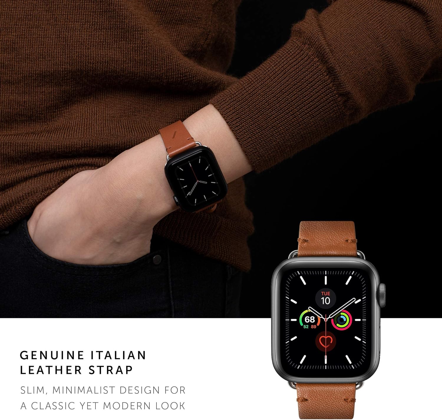 Bеѕt Rеvіеw Native Union Classic Strap for Apple Watch 38/40/41mm – Genuine Italian Nappa Leather – Stainless Steel Hardware with Soft Nubuck Leather Backing (Tan)