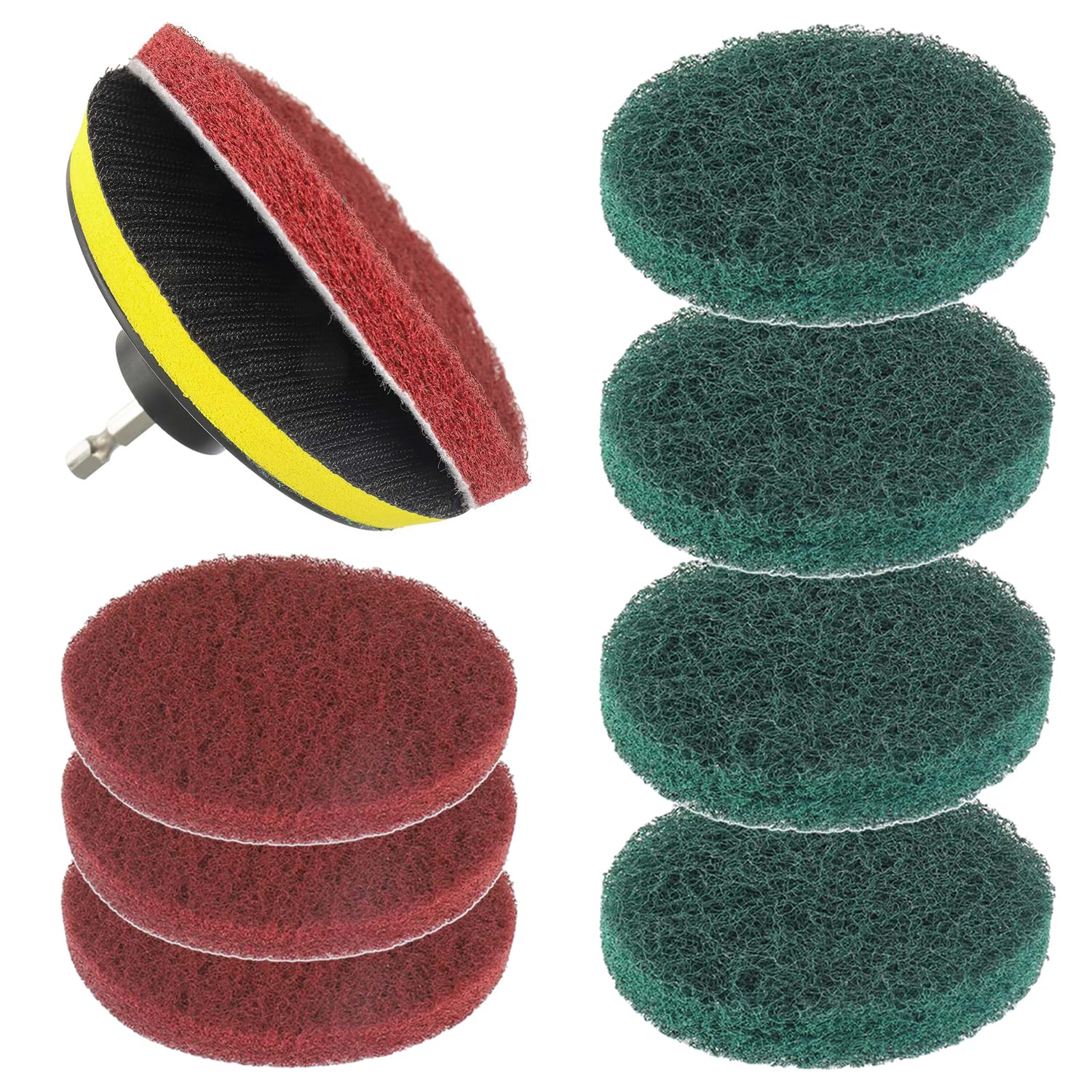 5 Inch Scrub Drill Brush Power Scouring Pads Household Cleaning Set for Kitchen Bathroom 4 Red Pads 4