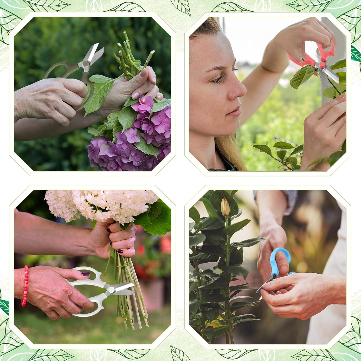 12 Pcs Gardening Tools Flower Scissors Flower Bar Supplies Pastel Rainbow Color Pruning Scissors Floral Shears Stainless Steel Garden Clippers Cutters for Branches Leaves, Gift for Women(Cute Color)