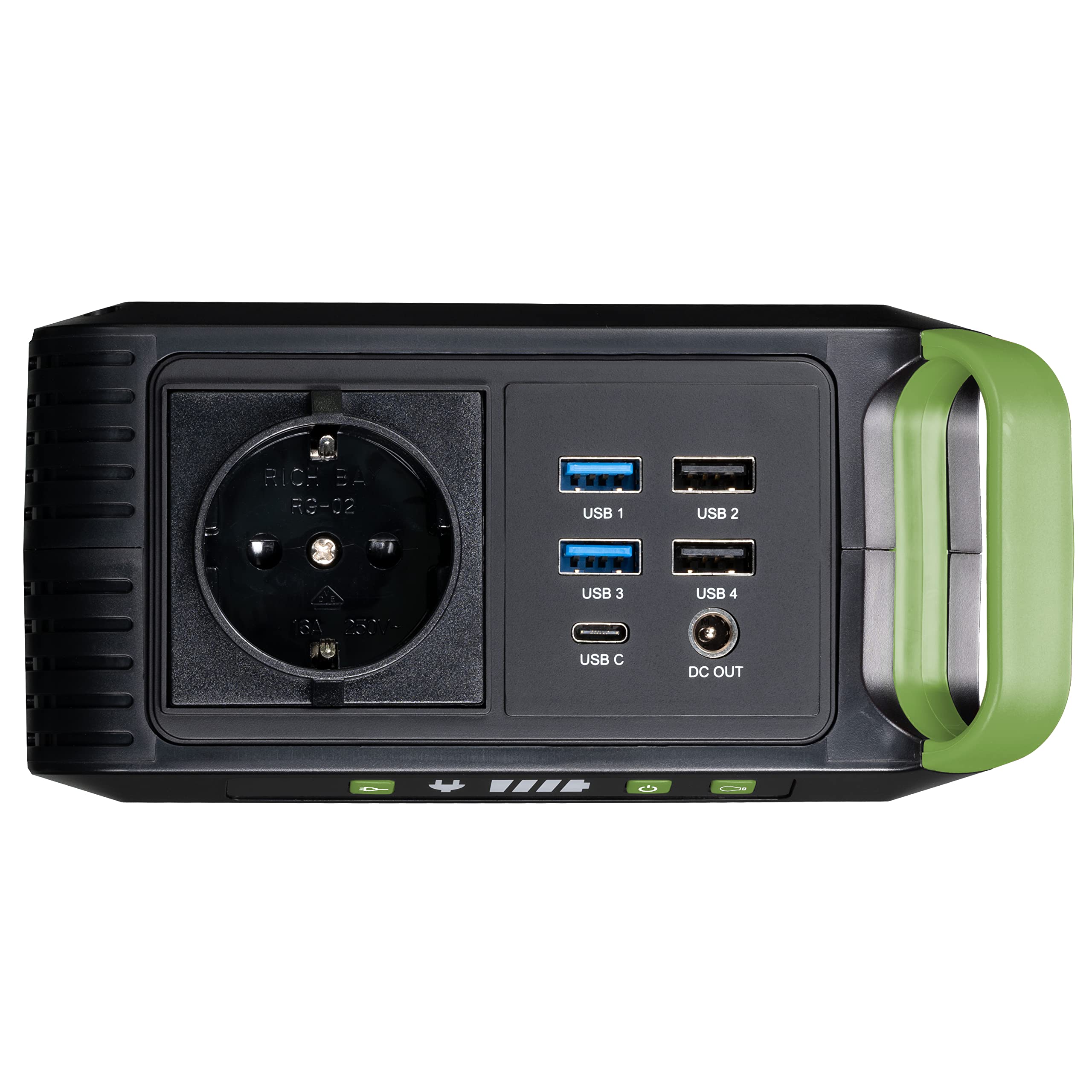 Bresser Mobile Power Station 88,8 Wh, 6 Ah / 14,8 V con batteria agli ioni di litio di alta qualità, porte USB, CA e DC e grande lampada a LED | 5 uscite USB con USB C e QC 3.0, porte AC e DC, ricarica solare opzionale, luce LED con 3 livelli e modalità S