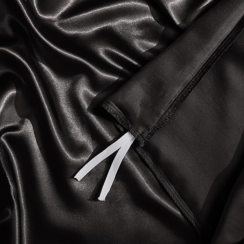 Miniatura 6 de Horbaunal Juego de funda de edredón de satén de 5 piezas, tamaño King, funda de edredón blanca con lazos en las esquinas y cierre de cremallera,