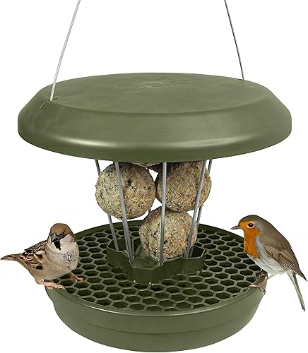 Miniatura 23 de SWISSINNO Comedero para pájaros – Comedero colgante para pájaros sin desorden para exteriores – Smart Birds Davos a prueba de derrames, cardenales