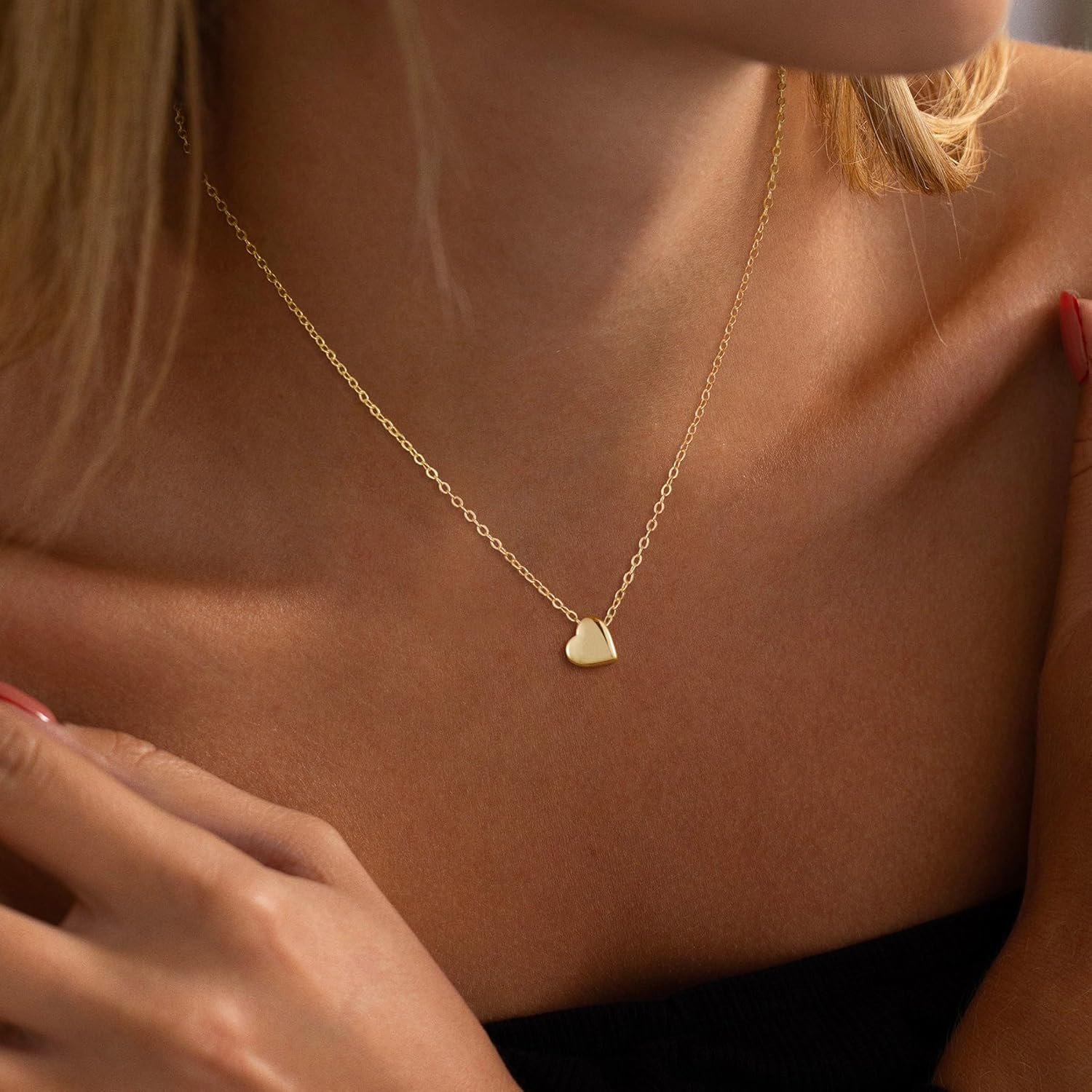 Heart Necklace for Women, Dainty 14K Gold/Sterling Sliver Plated Heart Pendant Necklace Trendy Jewelry Gift for Women - Image 3