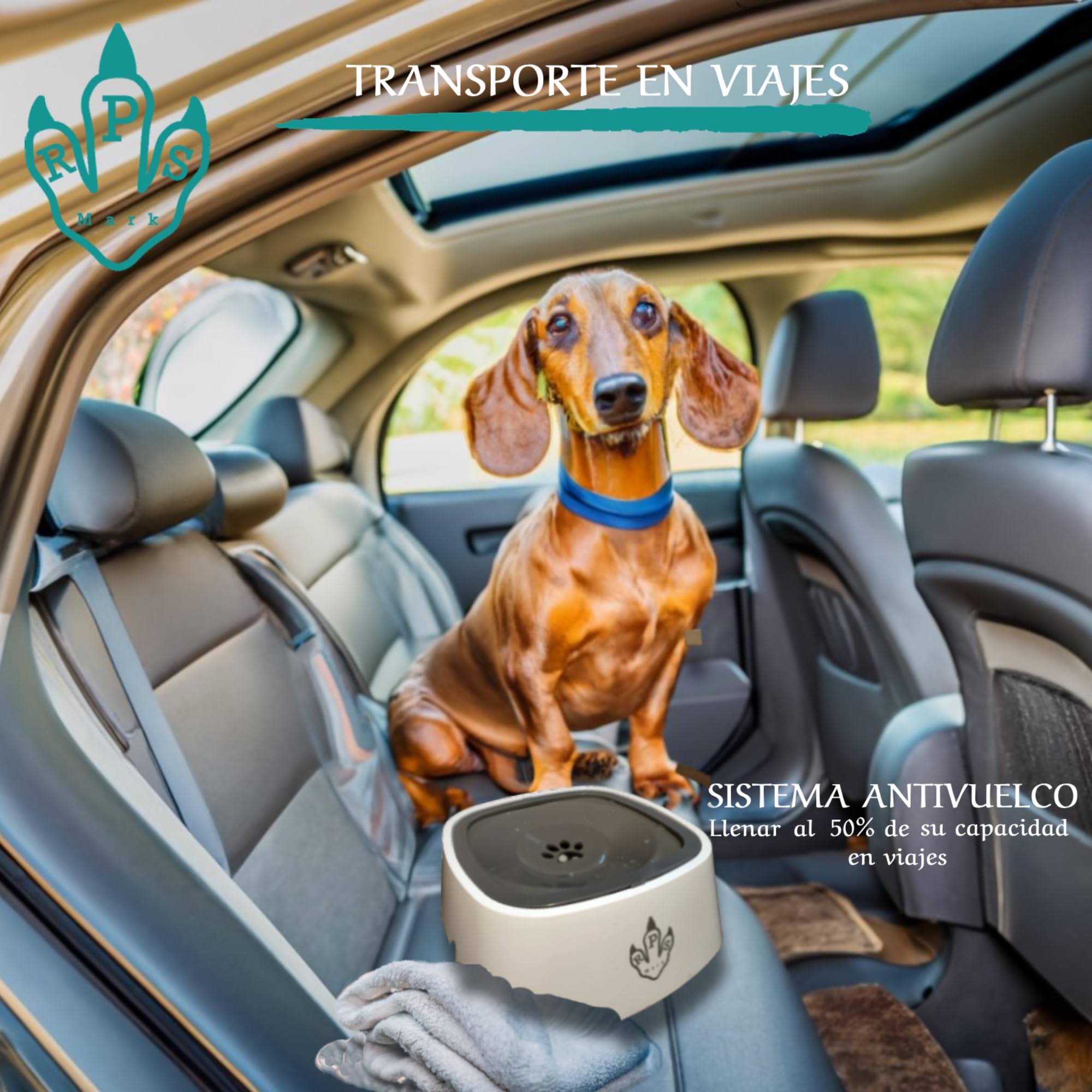 Bebedero Perro Antigoteo 1,5L, Flotante, Antivuelco, Bebedero Antisalpicaduras Perro y Gato, Bebedero Antiderrame para Mascotas, Base Antideslizante, Cuenco de Agua con aro de Seguridad