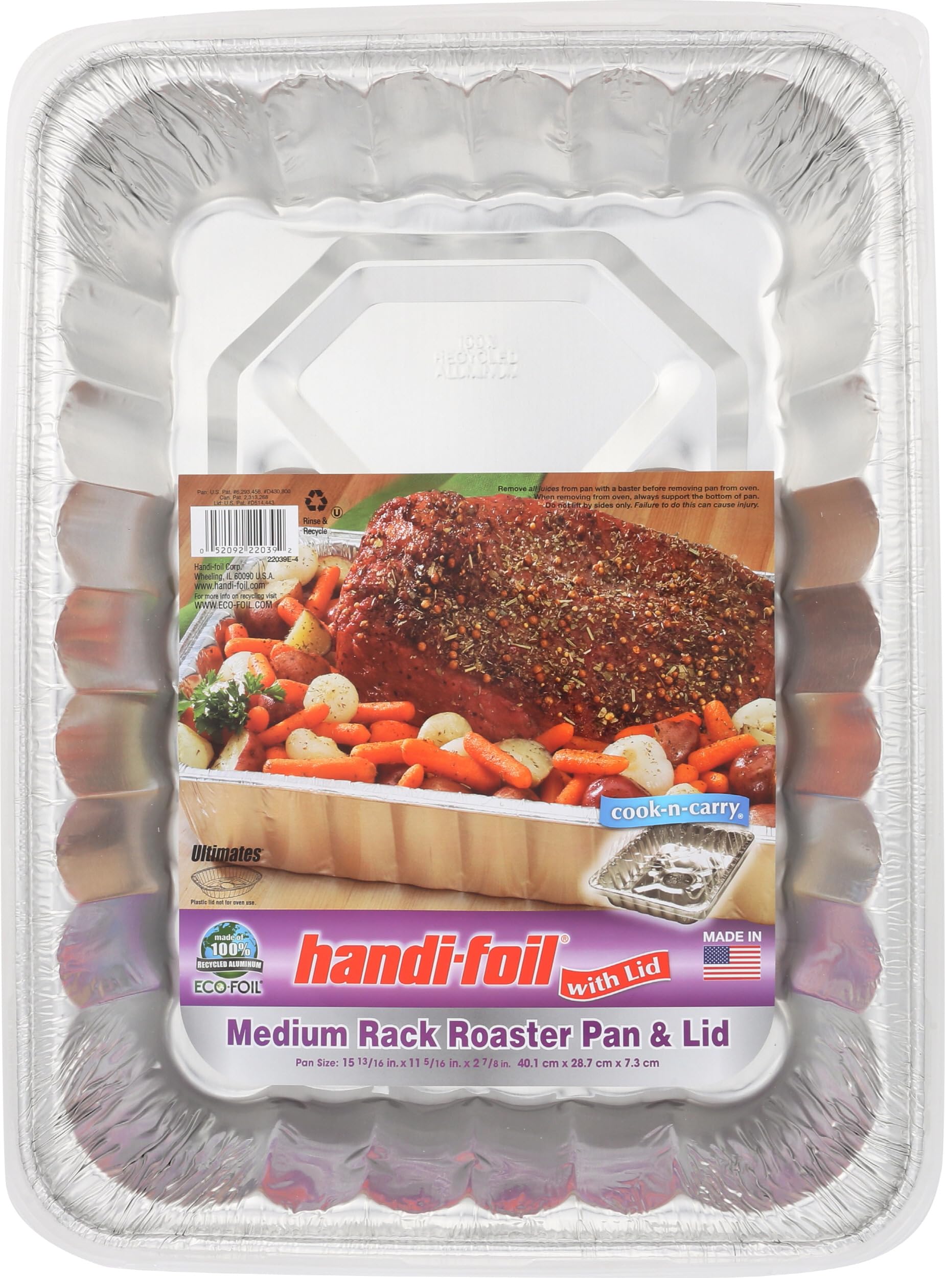 HANDI FOIL Medium Rack Roaster Pan with Lid, 1 EA