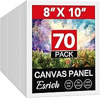 ESRICH 70 Pack 8x10 Primed Canvas Boards - Acid-Free, Sturdy Cotton Panels for Acrylic, Oil, Watercolor Painting - Bulk for Artists & Kids