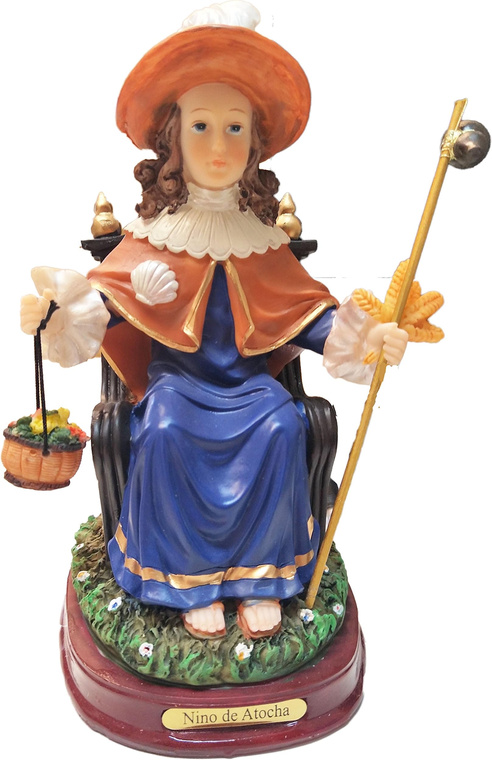 Nino De Atocha Religious Child Figurine Statue Decoration Decor Santo Niño De Atocha Statue Figurine Figure Nino San Estatua (8 Inches)