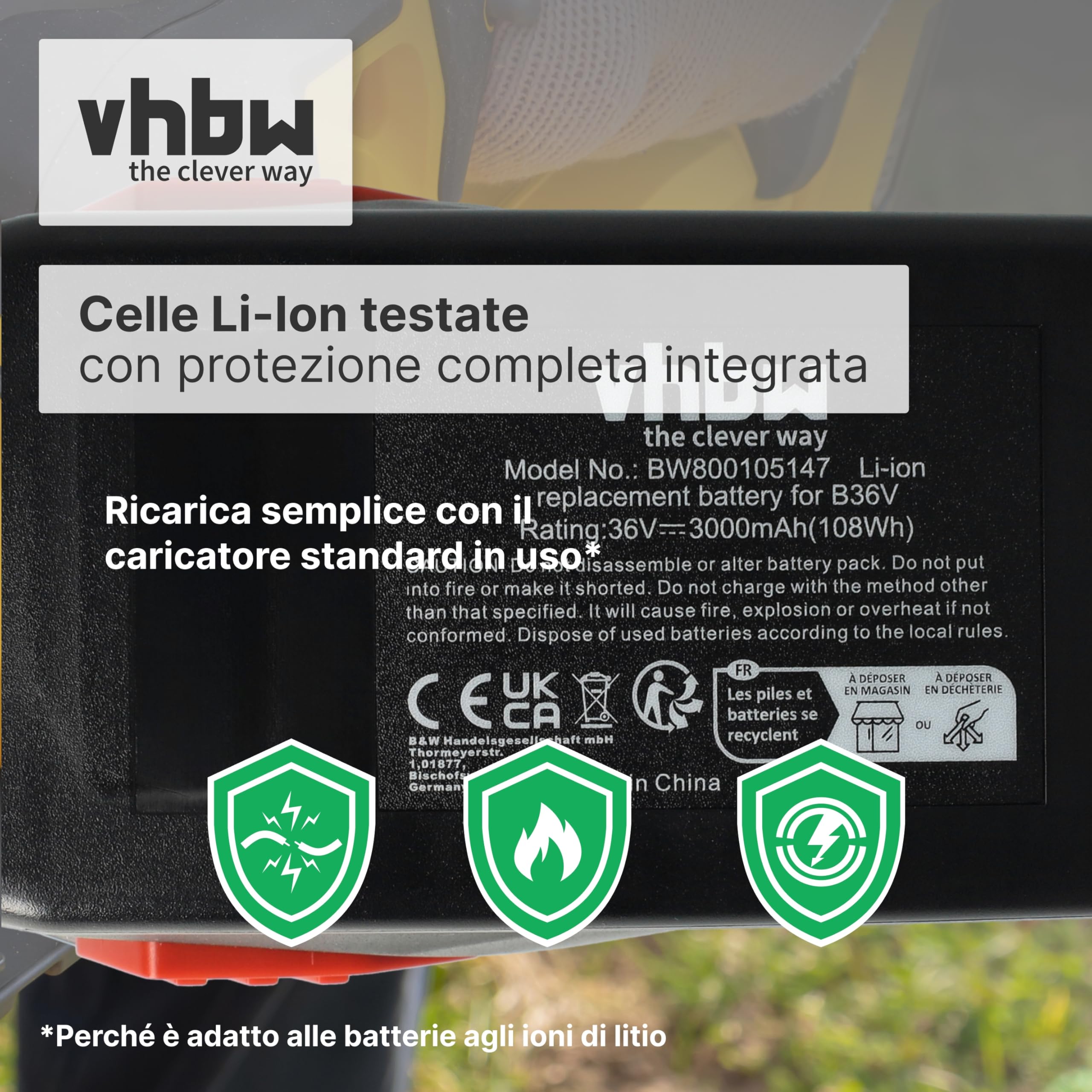 vhbw 2x batteria compatibile con Hilti TE6-A36, TE 6-A36 AVR, TE 500-A36, CPC 36V utensile (3000 mAh, Li-Ion, 36 V)