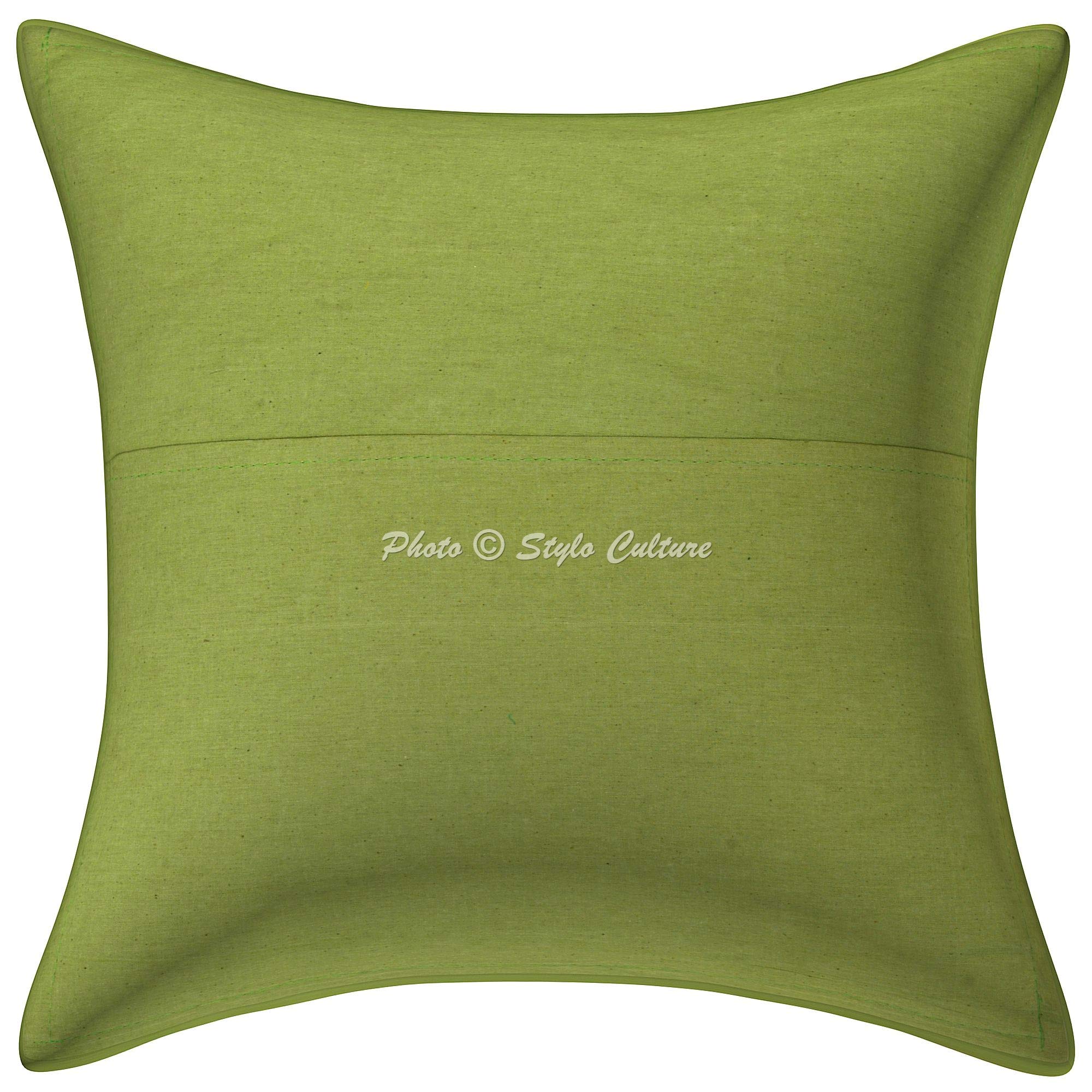 Indische Dekorativ Baumwolle Couch Kissenbezüge 40x40 cm Papagei Grün Dekokissen Perlenbestickt Patchwork Schlafzimmer Sofa Kissen Bezüge Halsdesign Quadrat Kissenhullen - 4 STK.