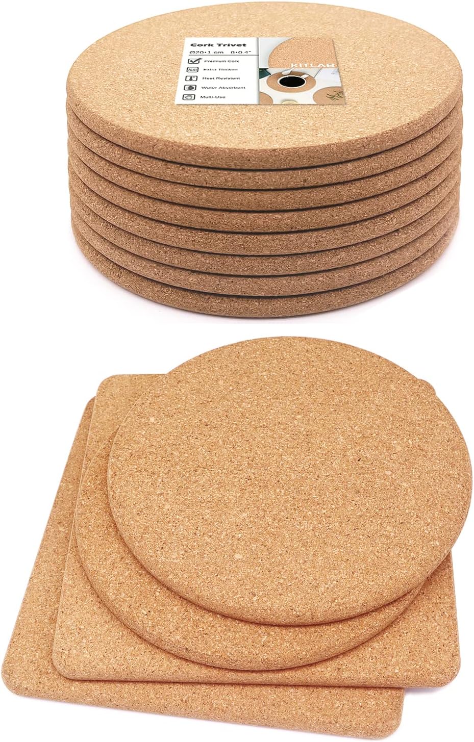 12 Pcs High Density Thick Cork Trivets for Hot Dishes