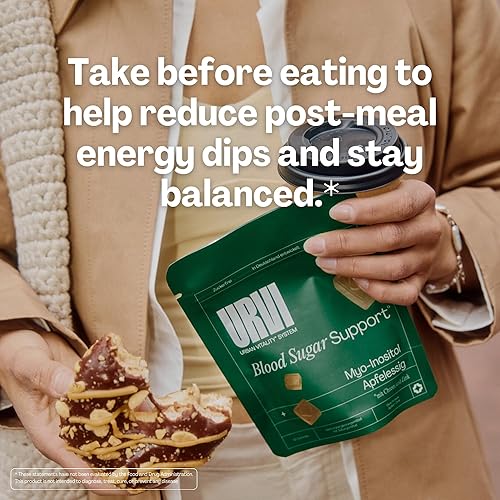 Miniatura 5 de URVI Gomitas de apoyo al azúcar en la sangre 300 mg de vinagre de sidra de manzana, 150 mg de mio-inositol, cromo y zinc sin azúcar sabor manzana