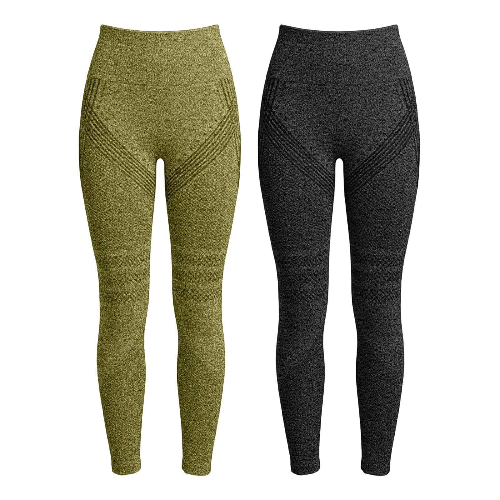 Luveon Pack of 2 Original 3D Anti-Cellulite Leggings, Women's 3D Anti-Cellulite Leggings, Flat Slimming Compression Leggings, High Waisted Seamless Sports Trousers, Running, Yoga, Fitness - 2
