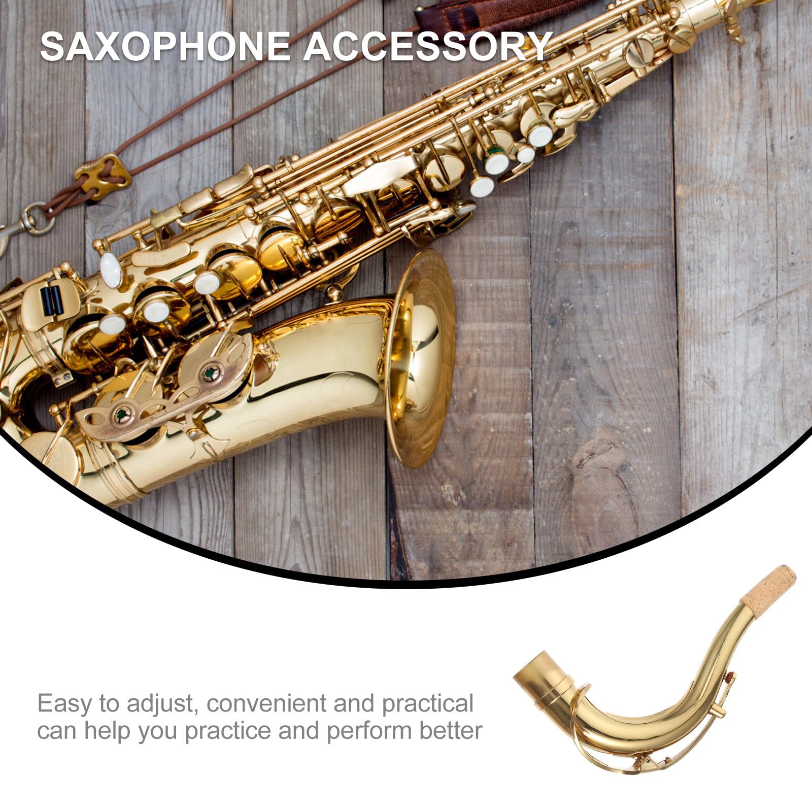 Collo Pratico Curvo e Dorato Ottone Sassofono Accessorio in Professionale per Sax Contralto, per Musicisti Amatori e Professionisti