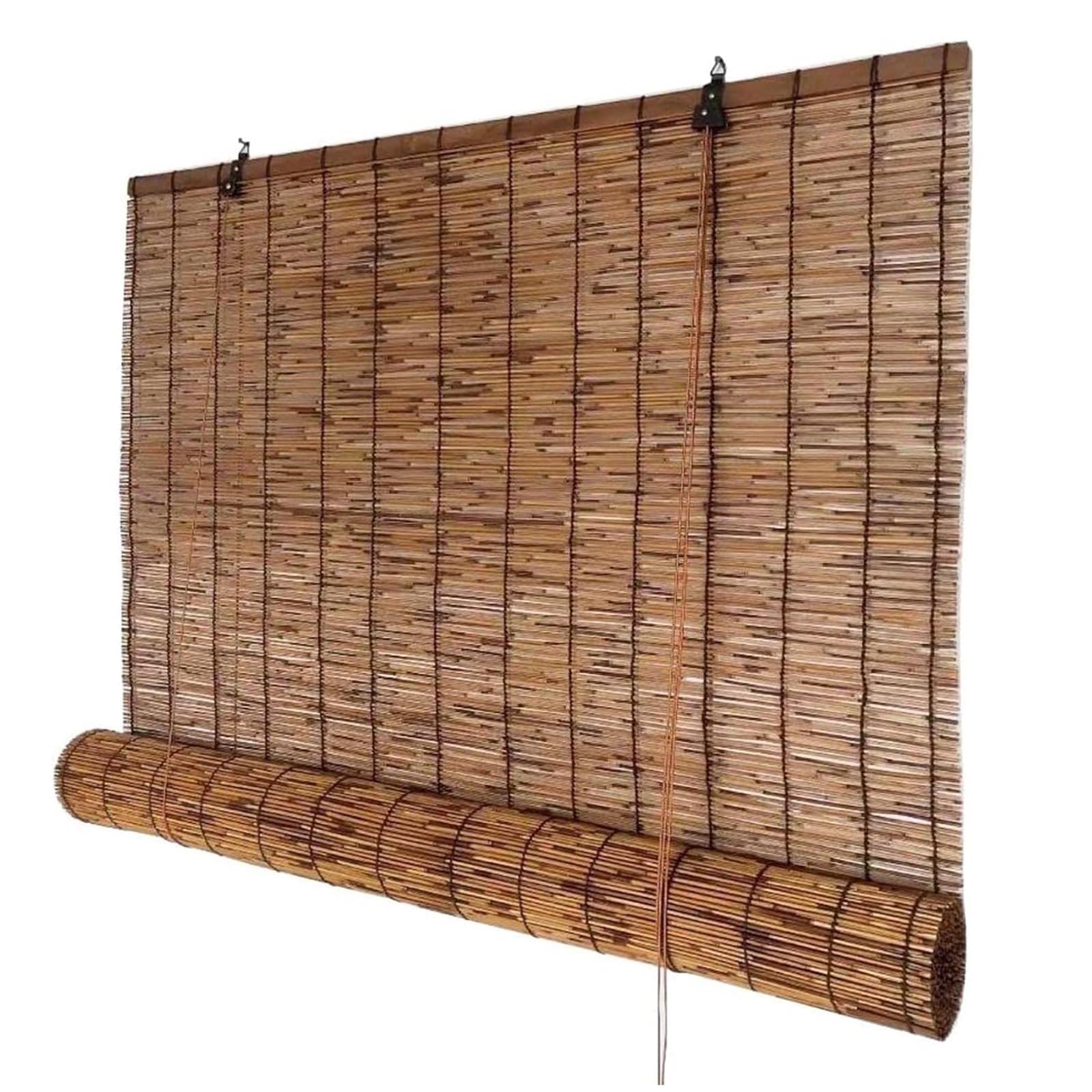 Outdoor Blinds, Balcony Fence Blinds, Filter Roller Blinds, Reed Fence, Outdoor Sunshade, Privacy Protection, Easy to install-W10xH72(inch)-carbonizedcolor