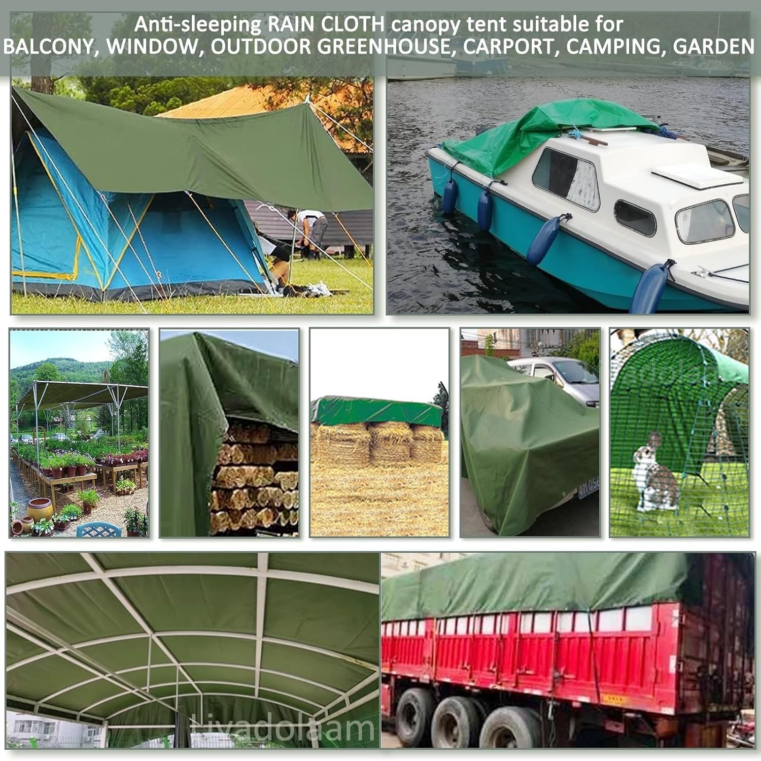 Robuste, wasserdichte Wachstuch-Plattenabdeckung mit verstärktem, dickem Segeltuch, sehr gut geeignet for Schuppen, Bootspools oder Dächer.(3x6m)