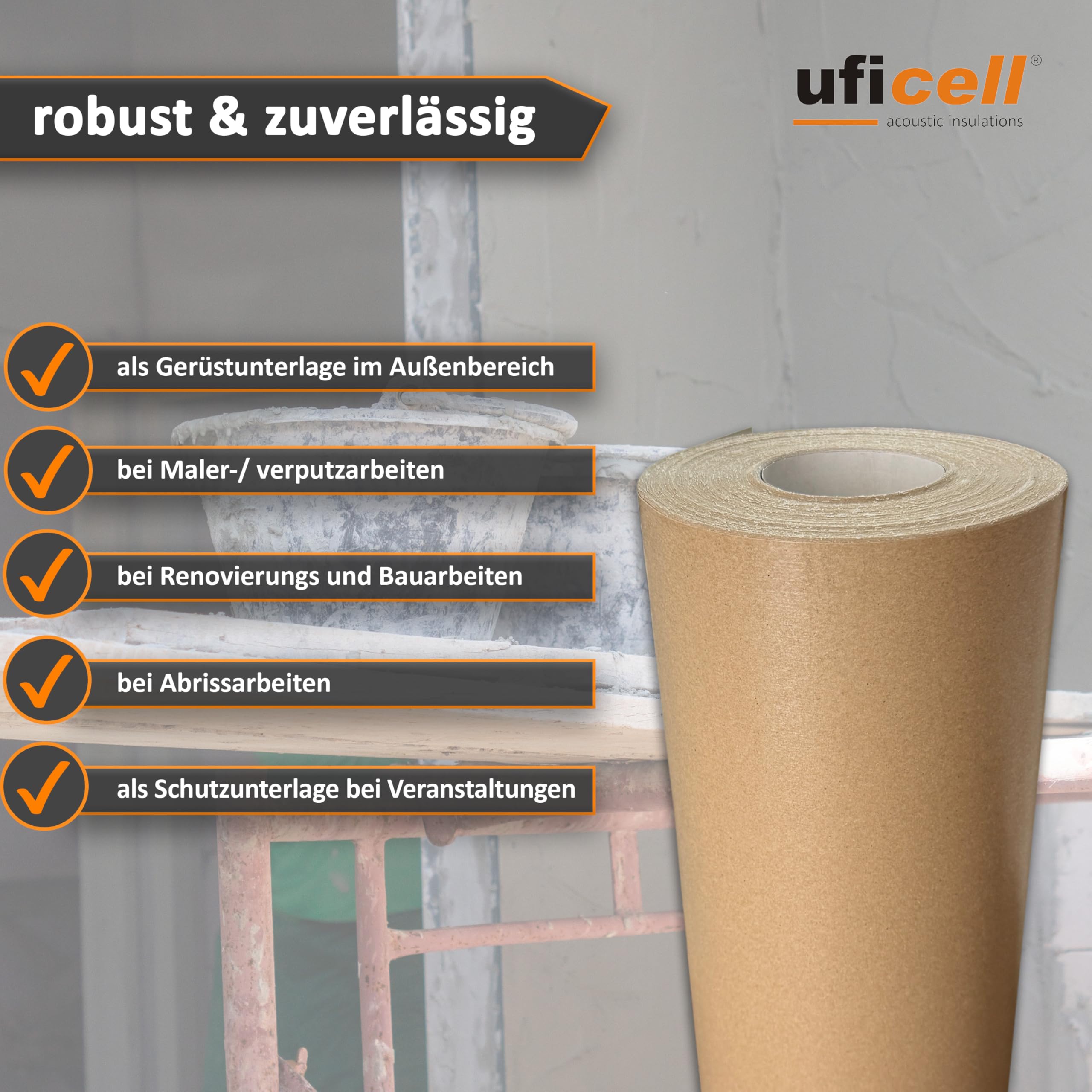 uficell® Milchtütenpapier Basic Flächengewicht: ca. 220 g/m² | Format: ca.1,30 m x 58 lfm/Rolle Rollengröße: ca. 75 m²