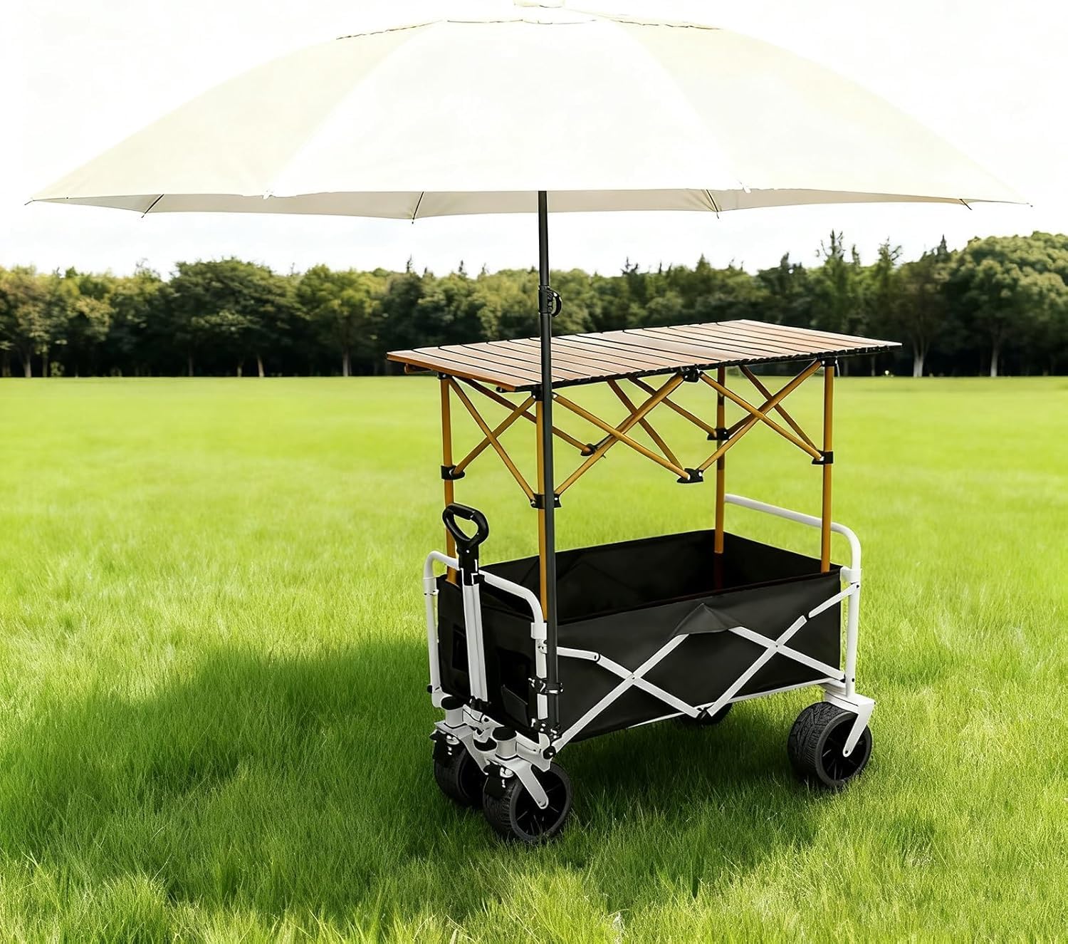 Tragbarer, faltbarer Servierwagen mit Baldachin, rollender Getränkewagen für Partys, Hochzeiten und Bars, schwarz, 94 cm, ideal für Veranstaltungen im Freien und Unterhaltung