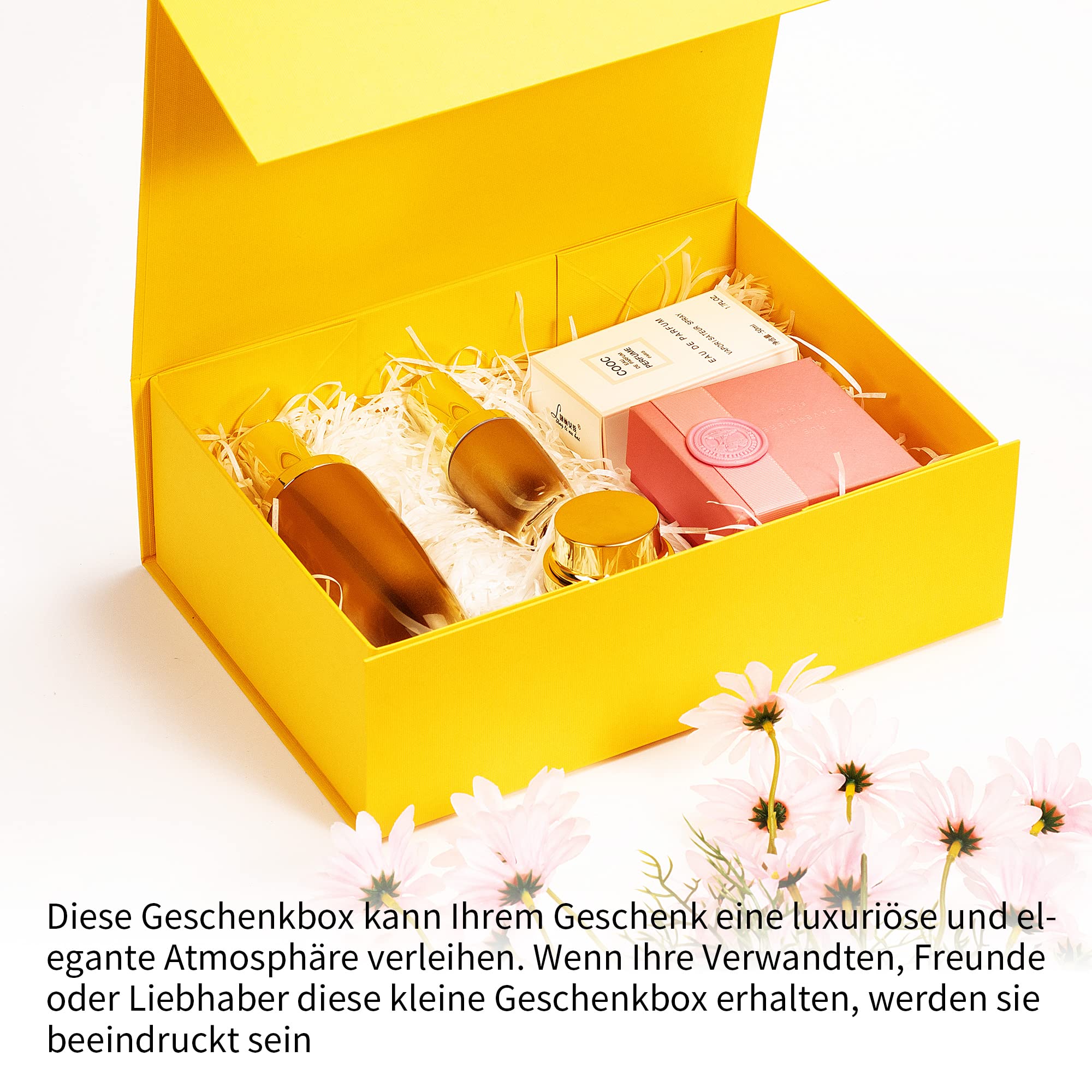 ADEL DREAM Faltende Geschenkbox für Kleidung - 10 Stück, Groß, Goldgelber