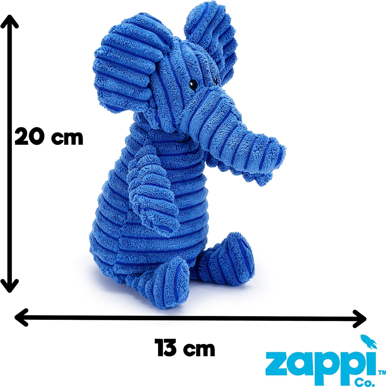 Zappi Co Blue Elephant Plush Dog Toy with Squeaker – Soft, durable, ribbed plush for cuddling and play. Perfect for small and medium dogs who enjoy a squeaky toy for comfort and interaction. 8 81+JYzUsfkL. AC SL1500