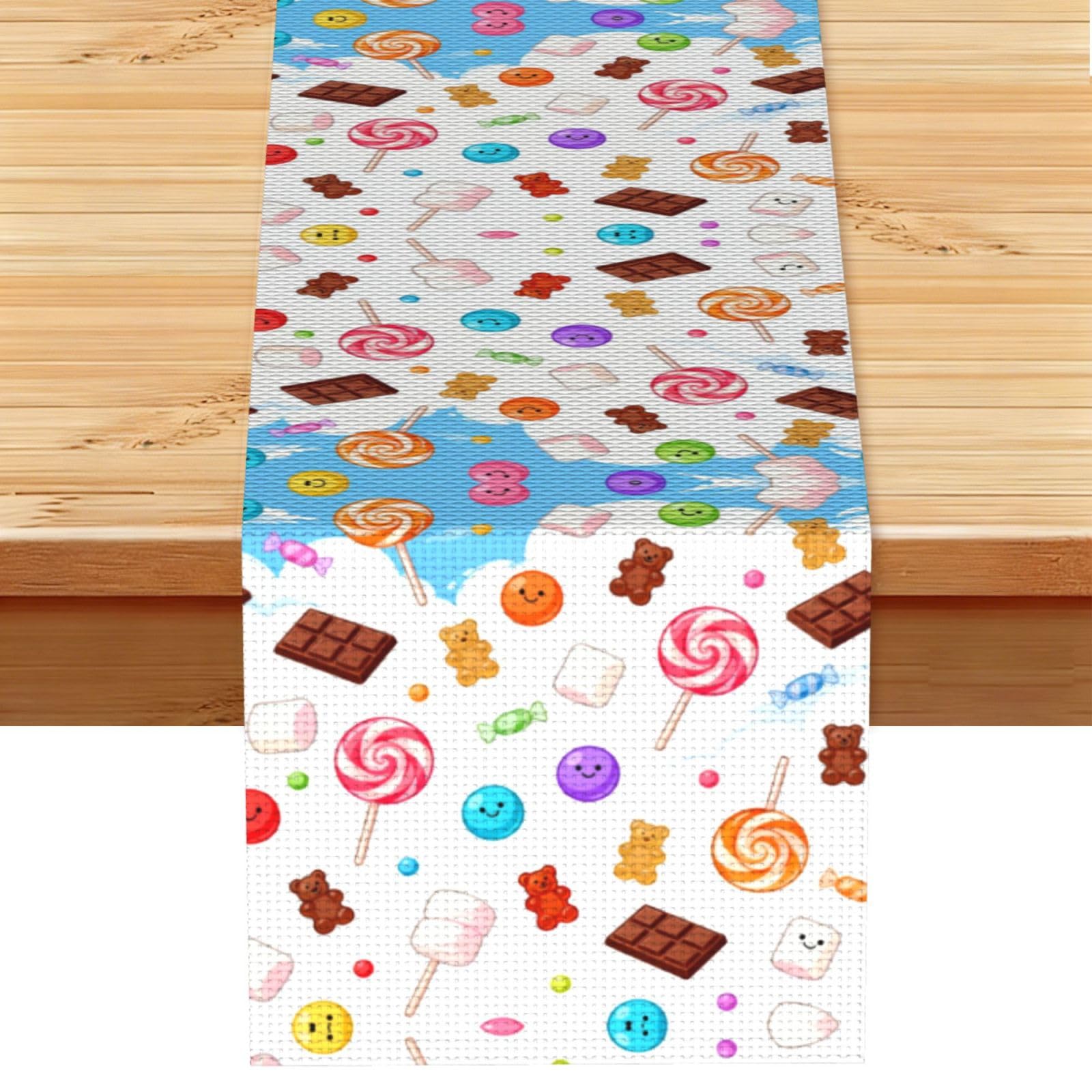Candy Rain Linen Look Table Runner 13x72-Wrinkle Resistant Farmhouse Style for Dining Table Decor