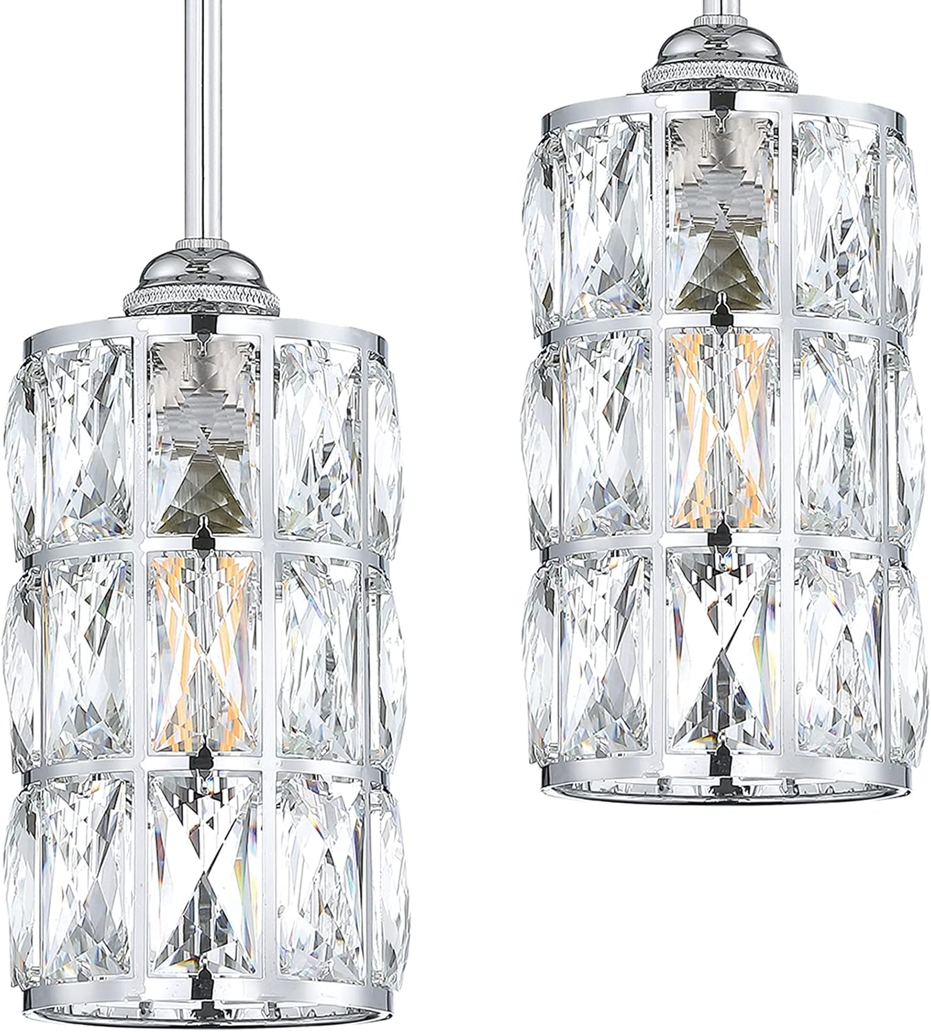 Doraimi 1 Light Crystal Kitchen Island Pendant with Chrome Finish(Set