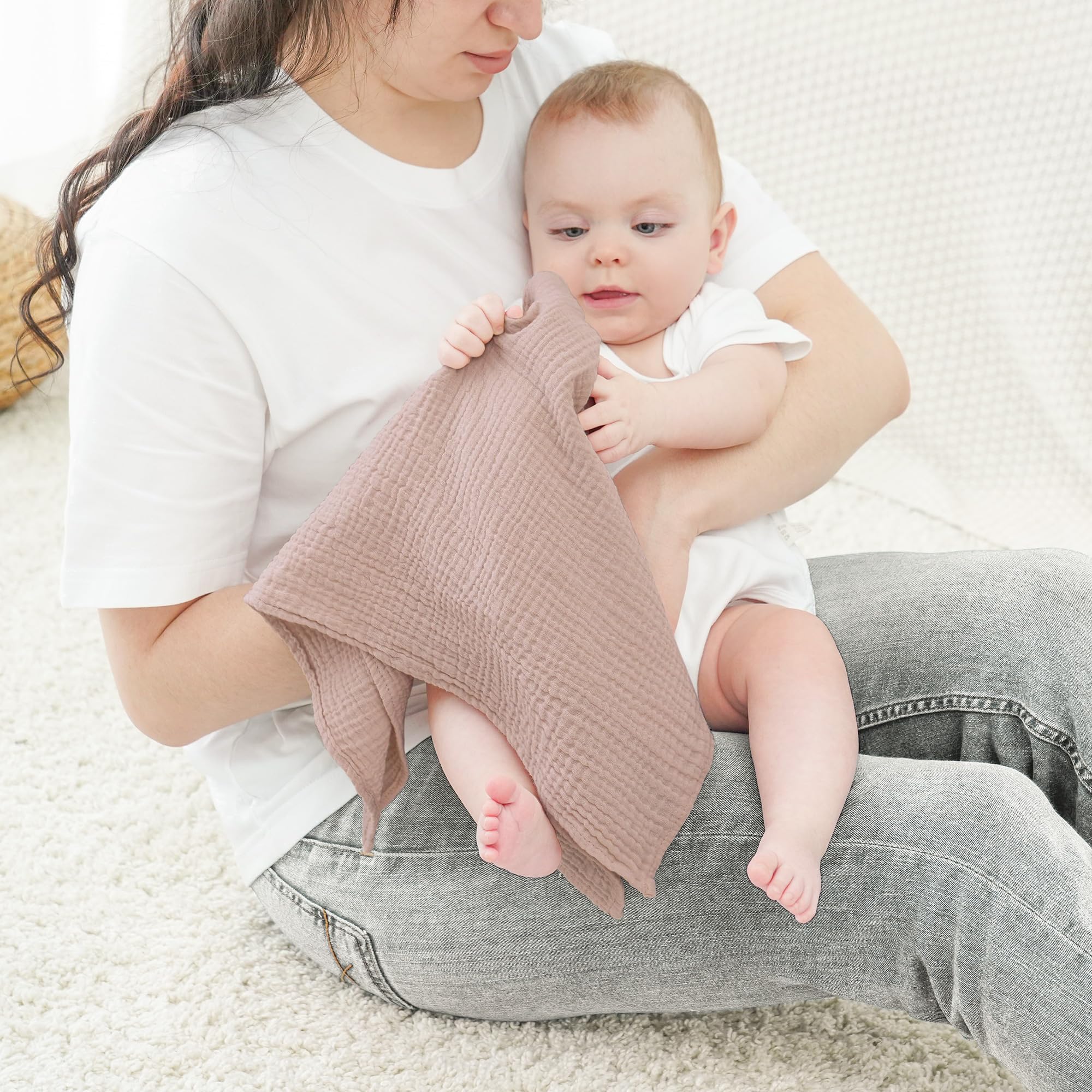 bearmoss Langes Coton BéBé, Absorbant Respirant pour Nouveauné Peau Sensible pour Unisexe Bébé Filles et Garçons Lot 3 de Mousseline de Coton 60x60cm (Rose)