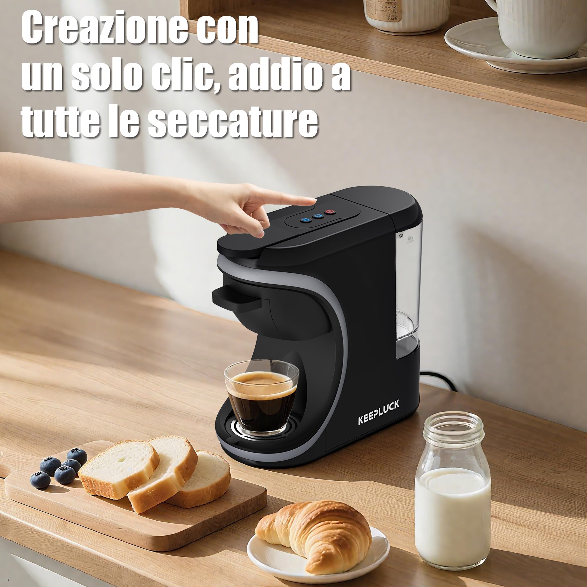 Macchina da caffè 3 in 1 compatta e salvaspazio, compatibile con capsule Nes/DG/Mio e caffè in polvere, 600 ml (ST-551)