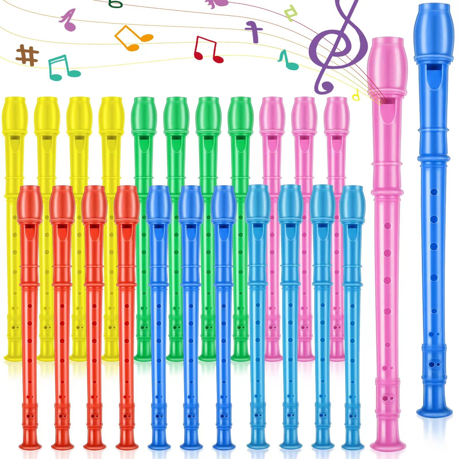 8 Hole Soprano Recorders Descant Flute Bulk With Cleaning Rod German Style for Back to School Gift Operation Christmas Shoebox Supplies Musical Instruments Party Favor (12 Pack)