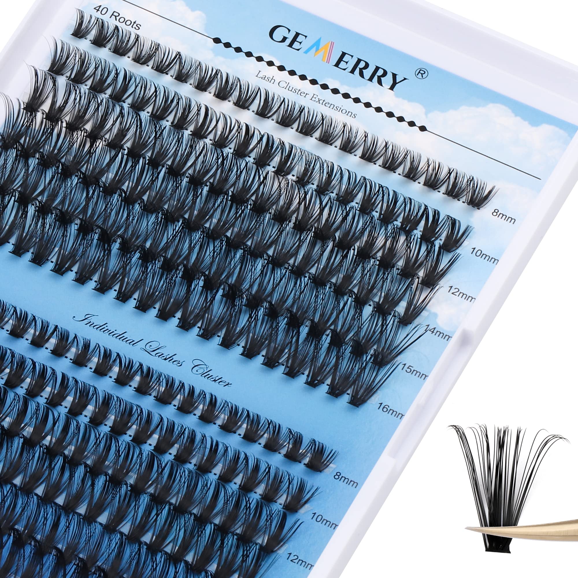 Kit De Extensión De Pestañas Postizas Individuales DIY con 240 PCS 8-16mm Pestañas Pelo a Pelo y Pegamento Pinzas Gemerry (30+40D) — view 26