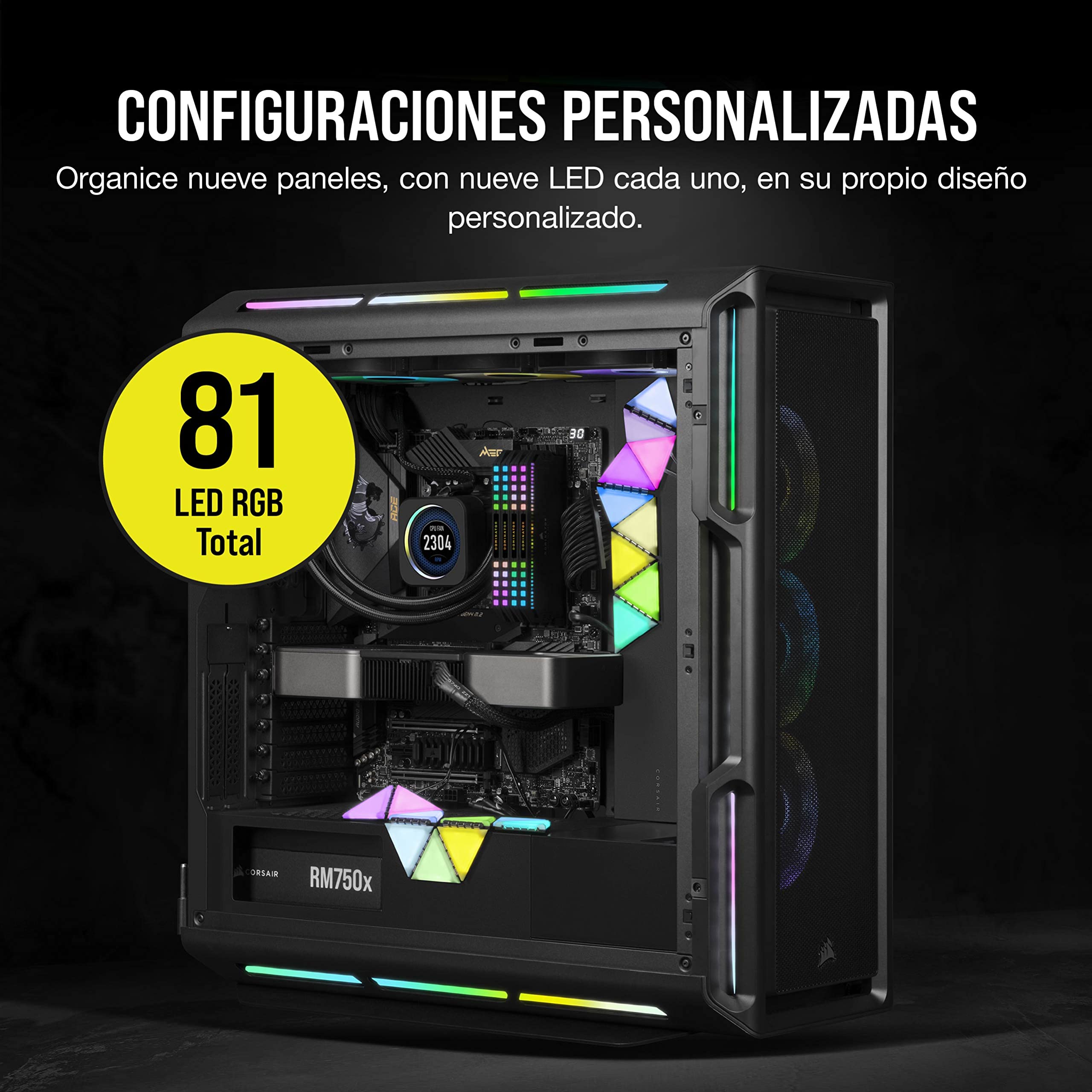 Corsair iCUE LC100 - Paneles de iluminación de Acento - Mini triángulo - Kit de expansión de Azulejos 9X (81 LED RGB con difusión de luz, fijación magnética Simple) Transparente