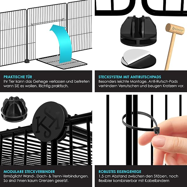 Foto 3 de 8 de KESSER® Recinto Exterior para Conejos de Malla metálica XXL, Incl. Puerta, recinto para Animales pequeños