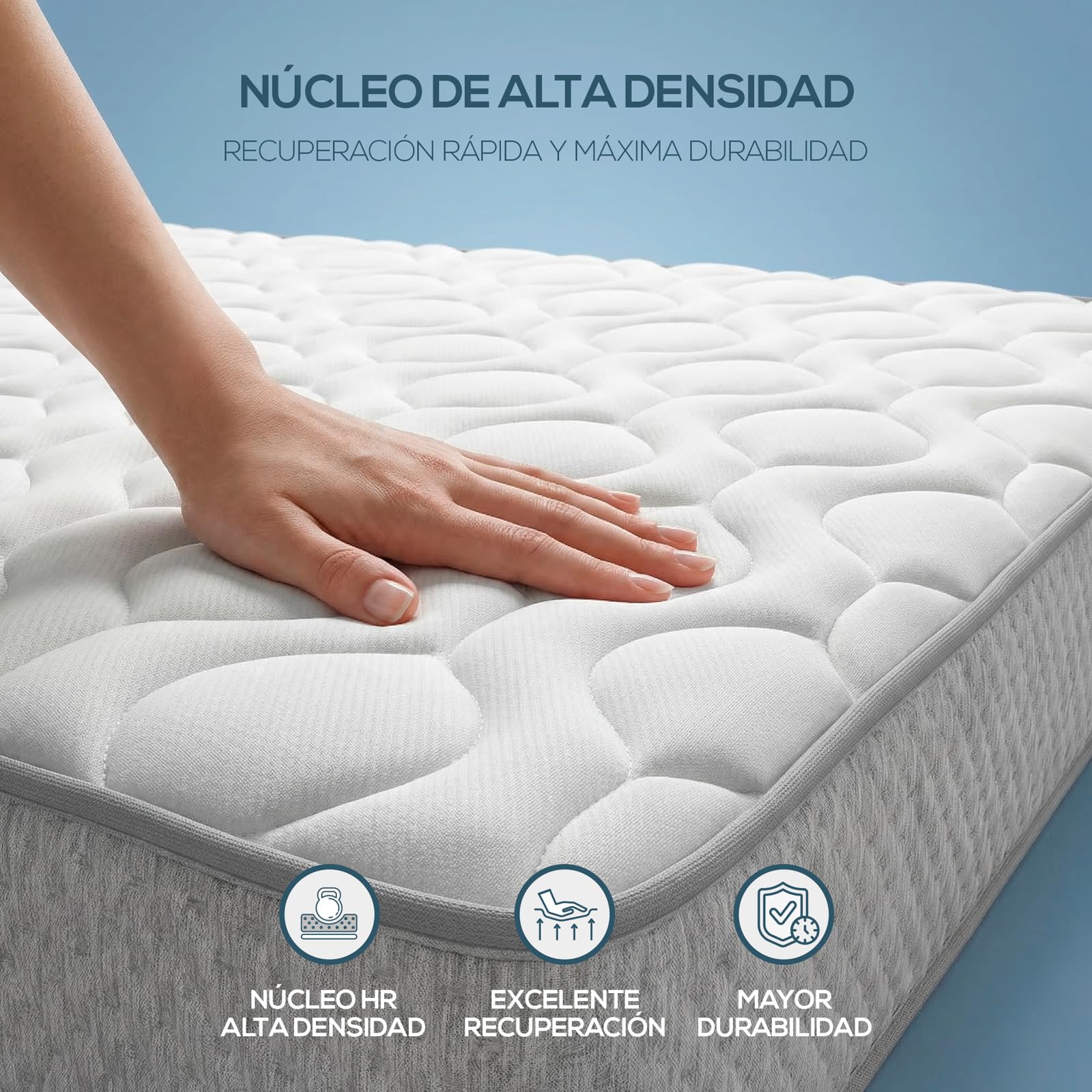 Duérmete Online - Colchón Viscoelástico Marko (Doble Cara) Multicapa con Firmeza-Dureza Media-Alta, Altura 21cm, Antiácaros, Antibacerias e Hipoalergénico, 90 x 190