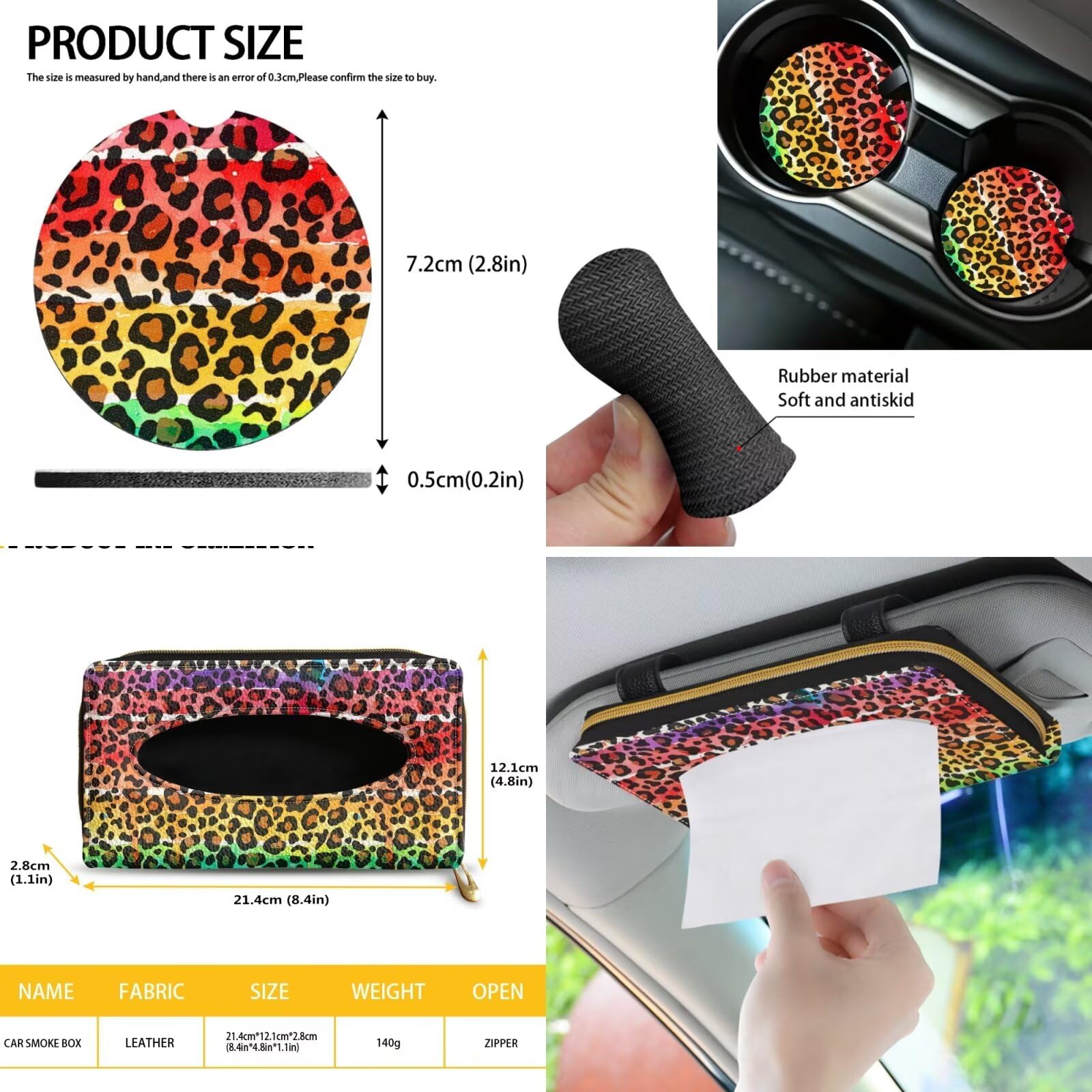 Set completo di 13 coprivolanti per auto, con stampa leopardata e ghepardo