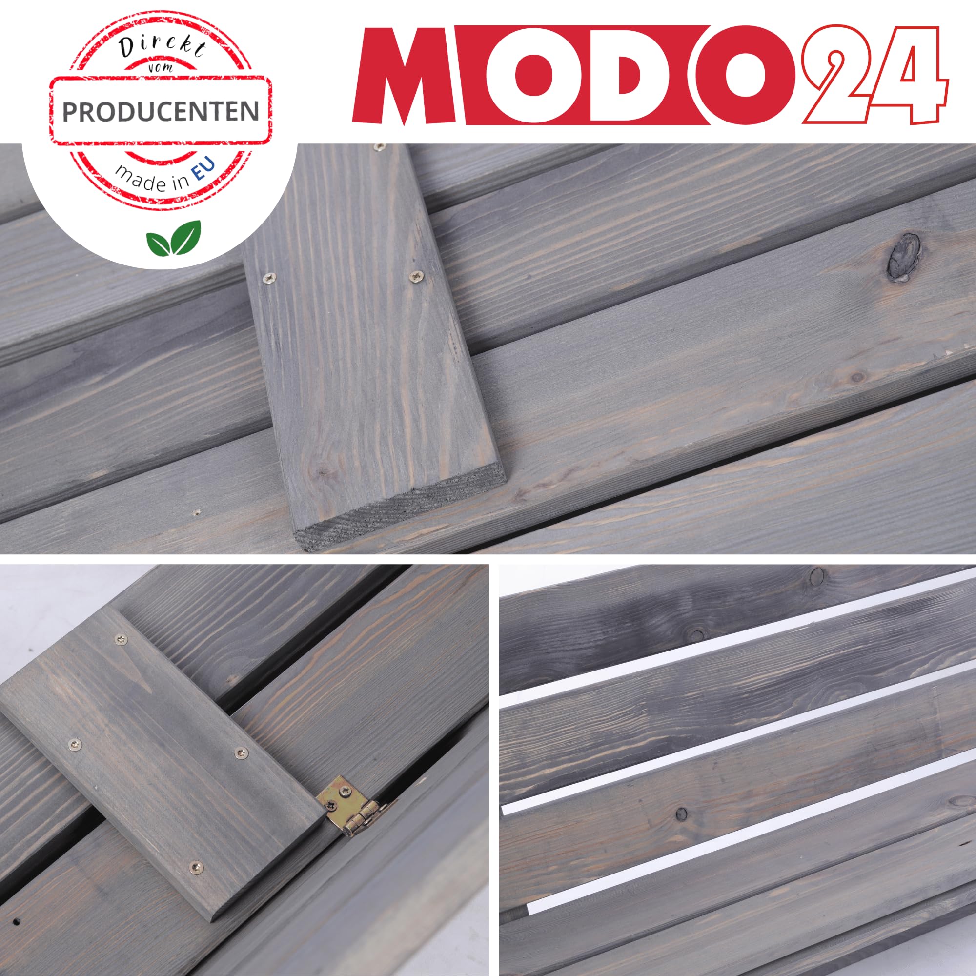 Sandkasten mit Deckel, Sitzbänken und Schutzplane, Holzsandkasten, Gartenspielzeug für Kinder, Sandkasten für Garten, Outdoor Sandkasten, Abmessungen 140x137 cm, Farbe: Grau (imprägniert)