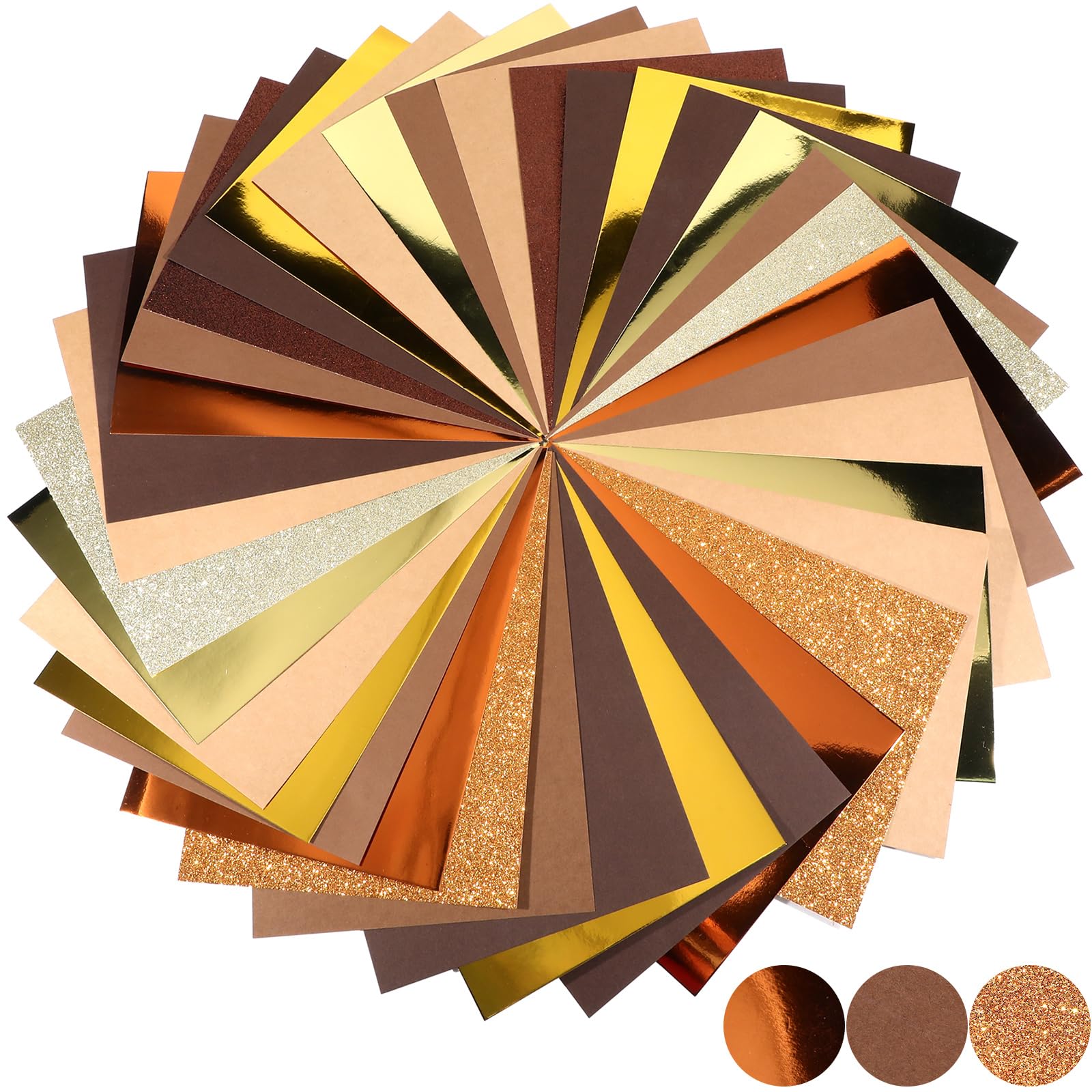 Gersoniel 36 Pcs Glitter Cardstock Paper A4, 8.3 x 11.7, Brown Color
