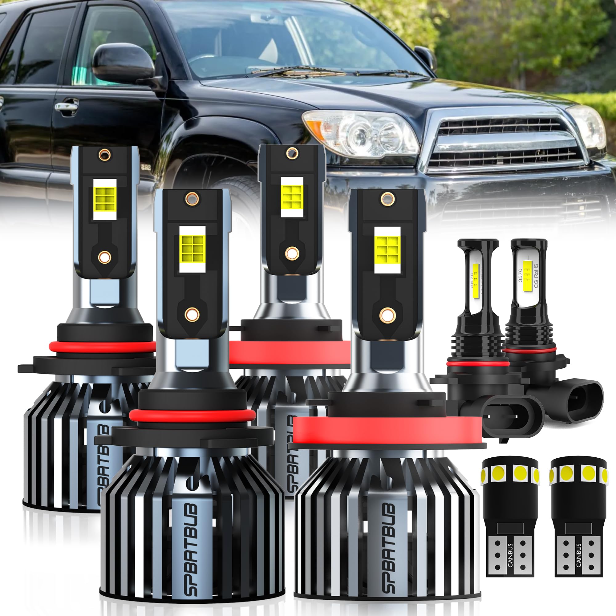 Photo 1 of SPBRTBUB For 2006-2009 Toyota 4Runner light Bulbs, 9005 High Beam H11 Low Beam 9006 Fog Light License Plate Lights Combo, 8PCS