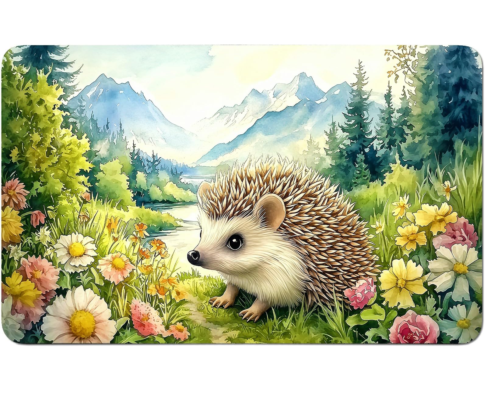 RWUTYTIUL Lawn Hedgehog for TCG Playmat 24 X 14 Inch with Play Zones, Stitched Card Game Mat for Commander Board MTG RPG CCG Desktop Tablet Mouse Pad for Enthusiasts Playing Accessories