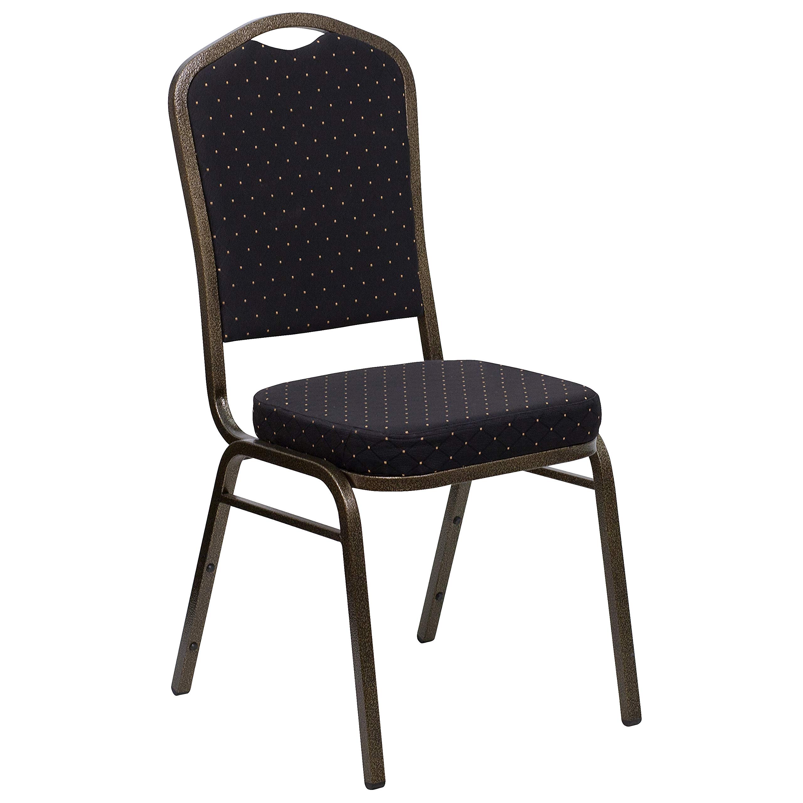 Flash Furniture Black Patterned Fabric/Gold Vein Frame / Set of 1 / Classic Stacking Chairs