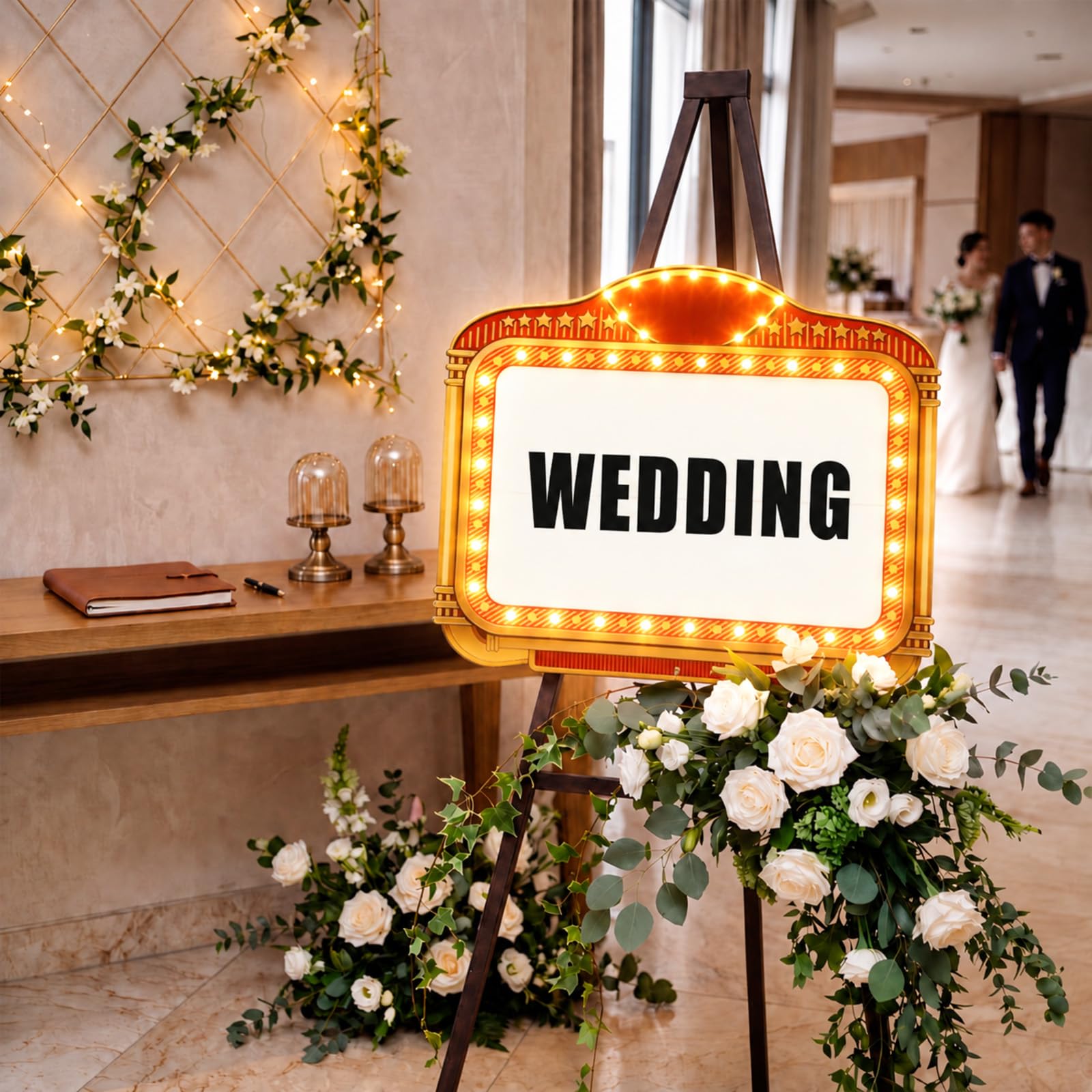 LED-Acryl-Schild für Hochzeitsflaschen mit Buchstaben-Aufkleber, beleuchtet, groß, Hochzeitseingang, Requisiten, personalisiertes Festzeltschild für Empfang, Nachtclub, Brautverlobung (Retro