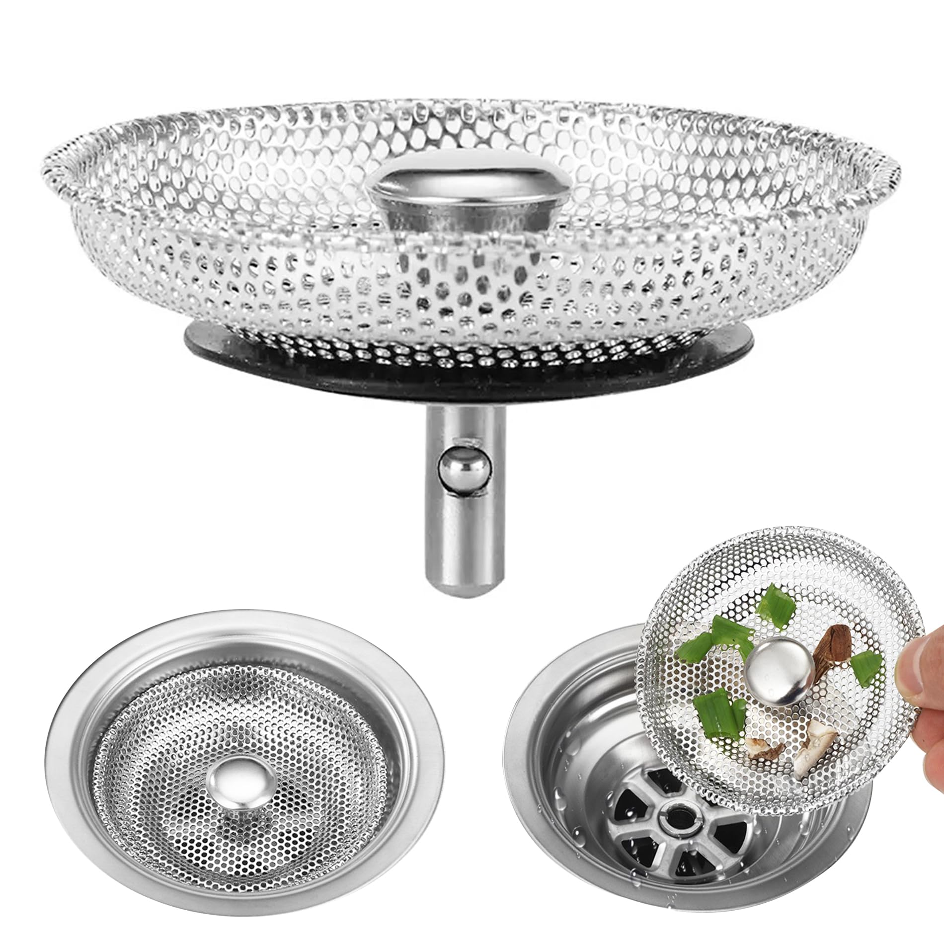 Set di 2 tappi per lavello da cucina in acciaio inossidabile, filtro