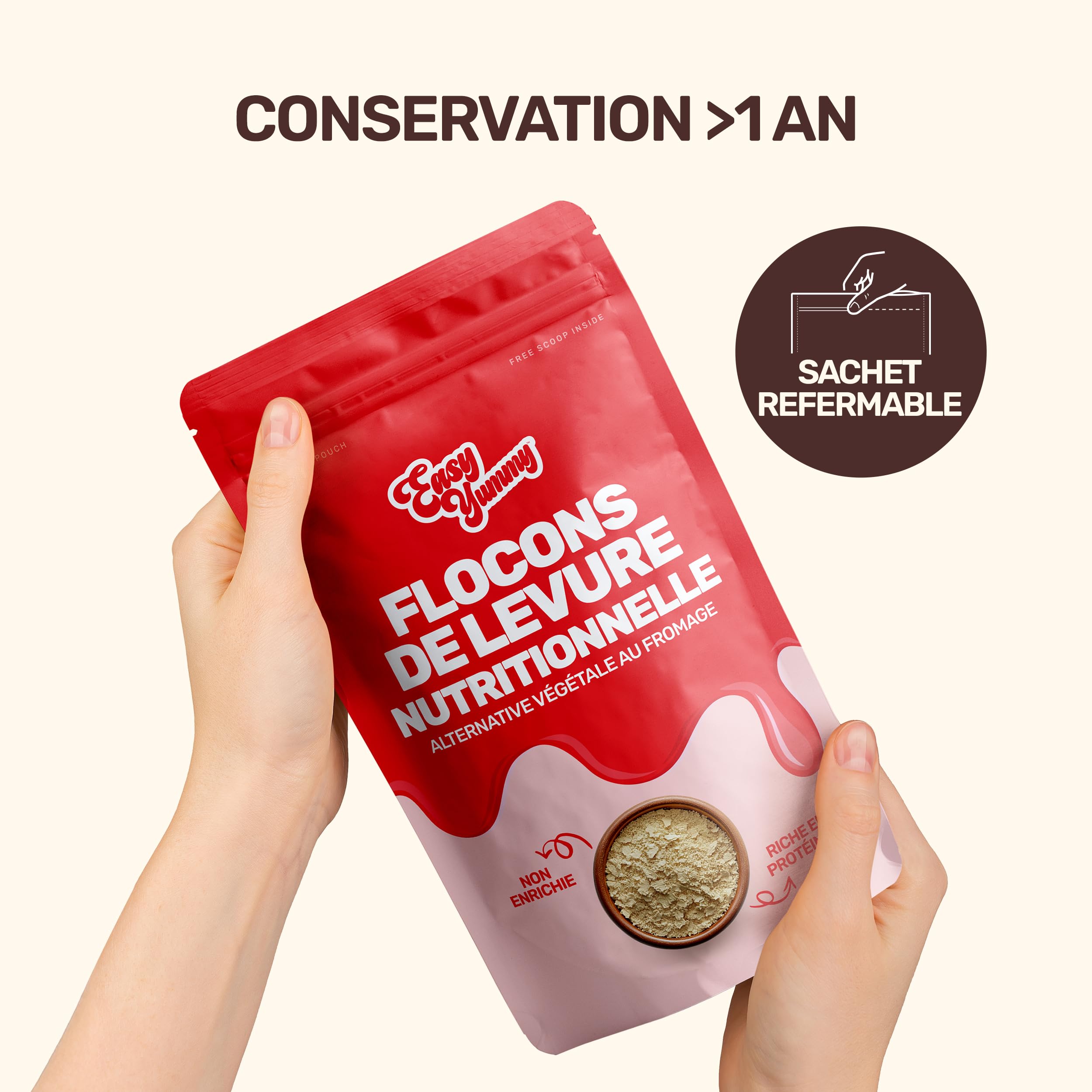 EASY YUMMY – Flocons Nooch (300 g), levure nutritionnelle non enrichie 100% végétalienne, sans additifs
