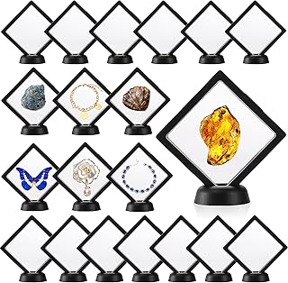 Dicunoy 20 PCS 3D Floating Display Case, Black Coins Display Frame for Antique Challenge Coins, AA Medallion, Jewelry, Shells, Fossils, Gems, Minerals, Rocks, Pins, 3.5