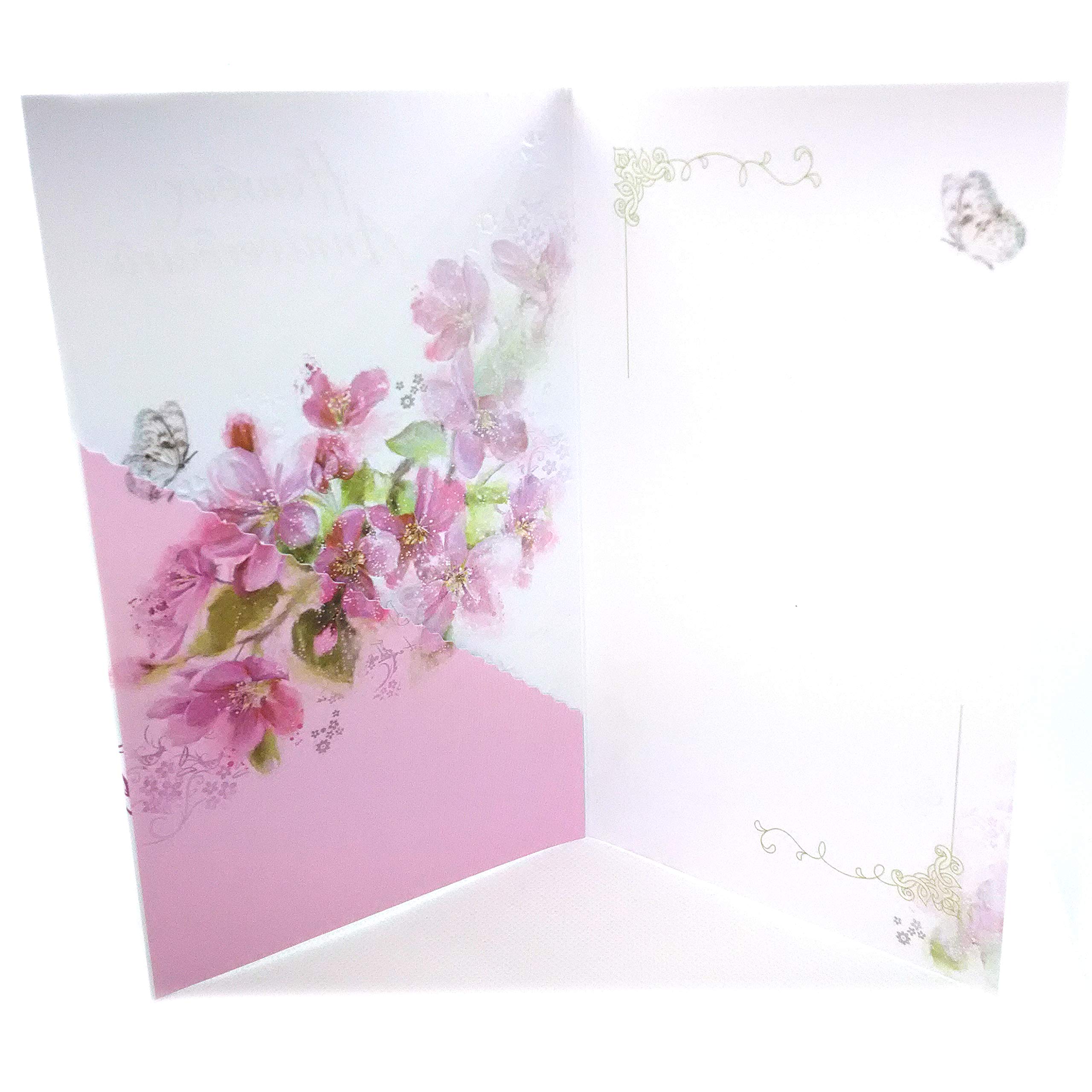 Afie Geburtstagskarte Mit Blumen & Schmetterling – Rosa, Geprägt, 11,5x19 Cm – Mit Umschlag, Made In EU