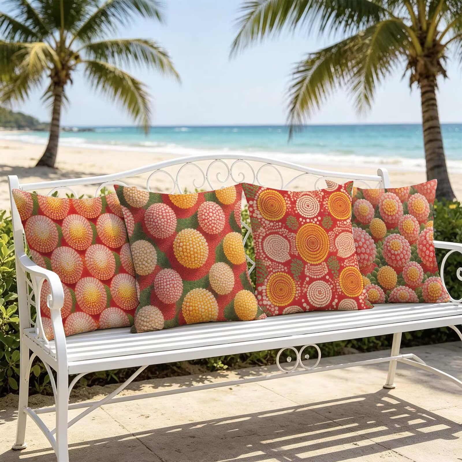 Abstract Outdoor Kissenbezug 60x60cm Wasserdicht Kopfkissenbezug THDZ-0110 | Sofa Bett Dekokissen Bezug Red And Yellow Doppelseitiger Druck Unsichtbarer Reißverschluss for Home Decoration Geschenke