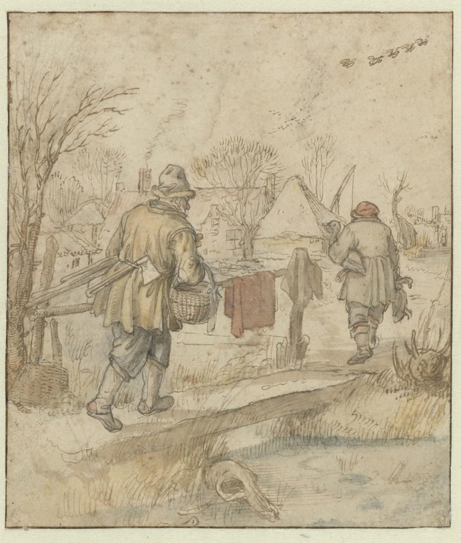ARTXLXXBN Famous Painting Art Wall Decor Abstract Art Picture Return of the Duck Hunters Verso by Hendrick Avercamp Animal Pictures for Home Decor 60x90cm